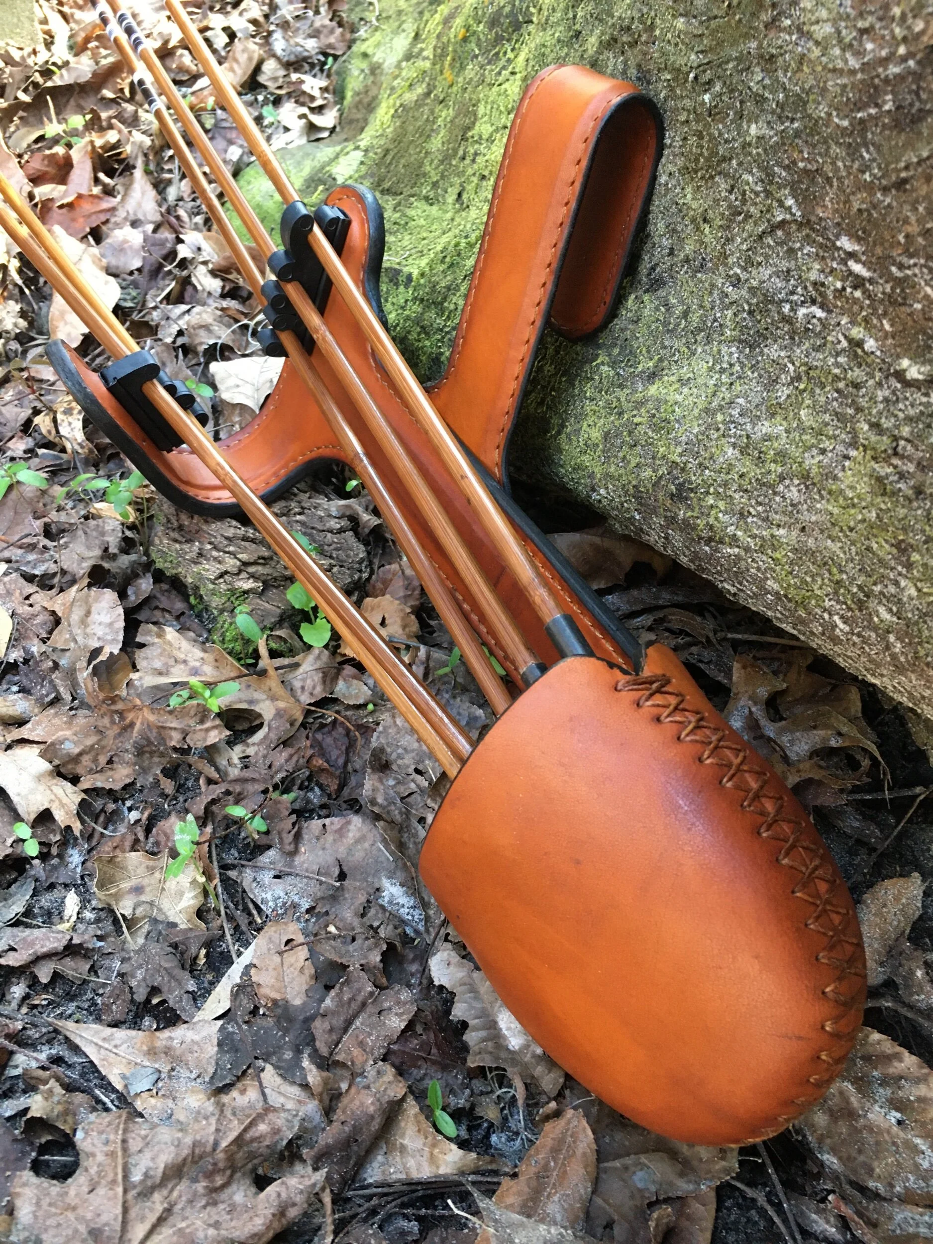 Leather traditional archery five arrow hunting side quiver