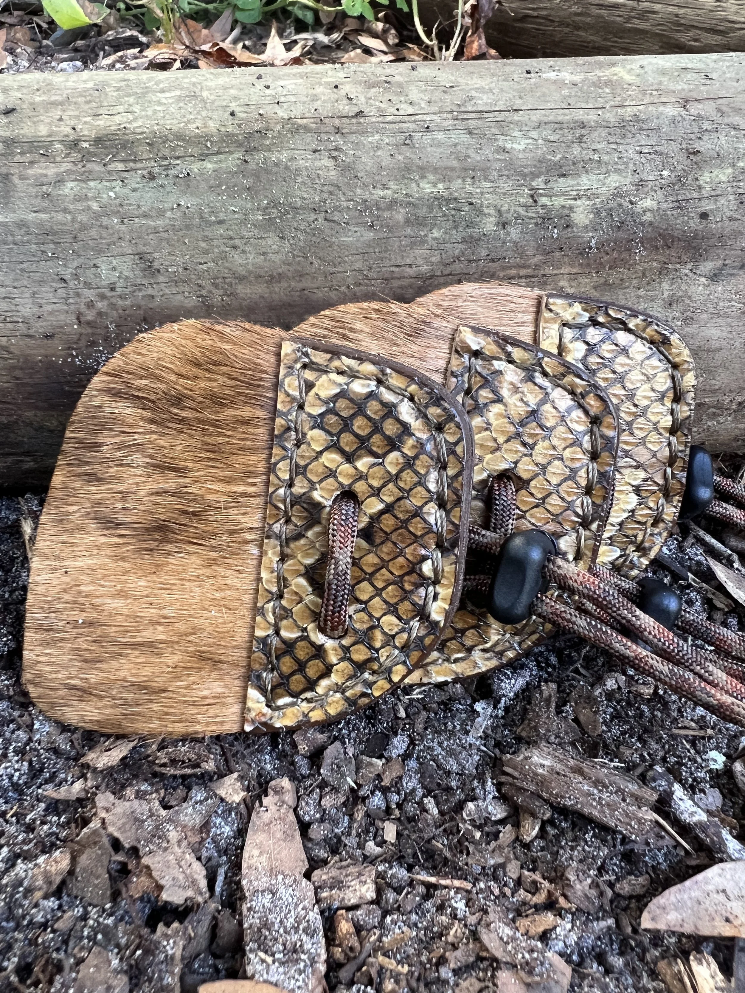 Calf Hair and Snake Skin Archery Shooting Tab- Water Moccasin