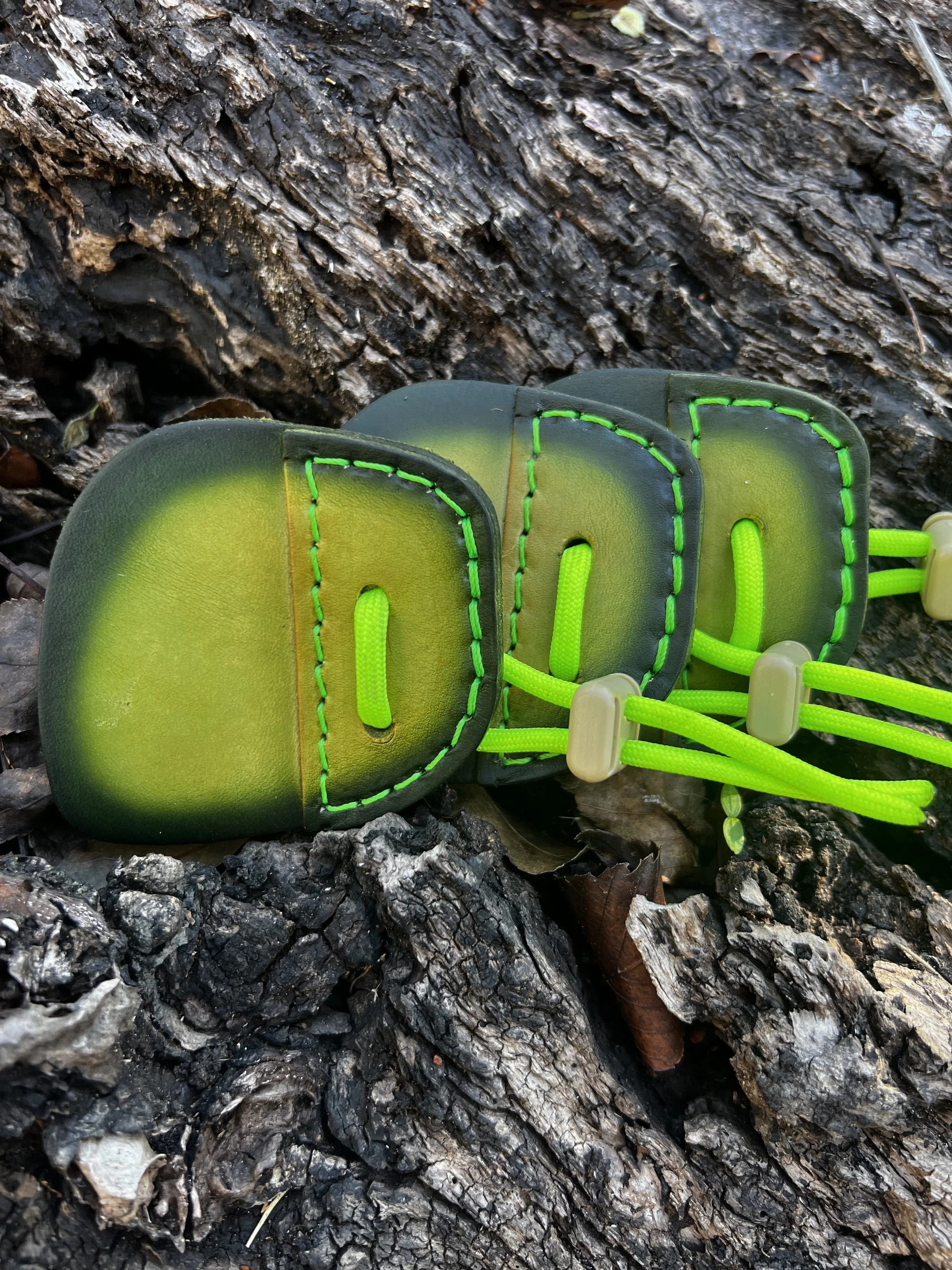 Leather Archery Shooting Tab- Neon and Hunter Green