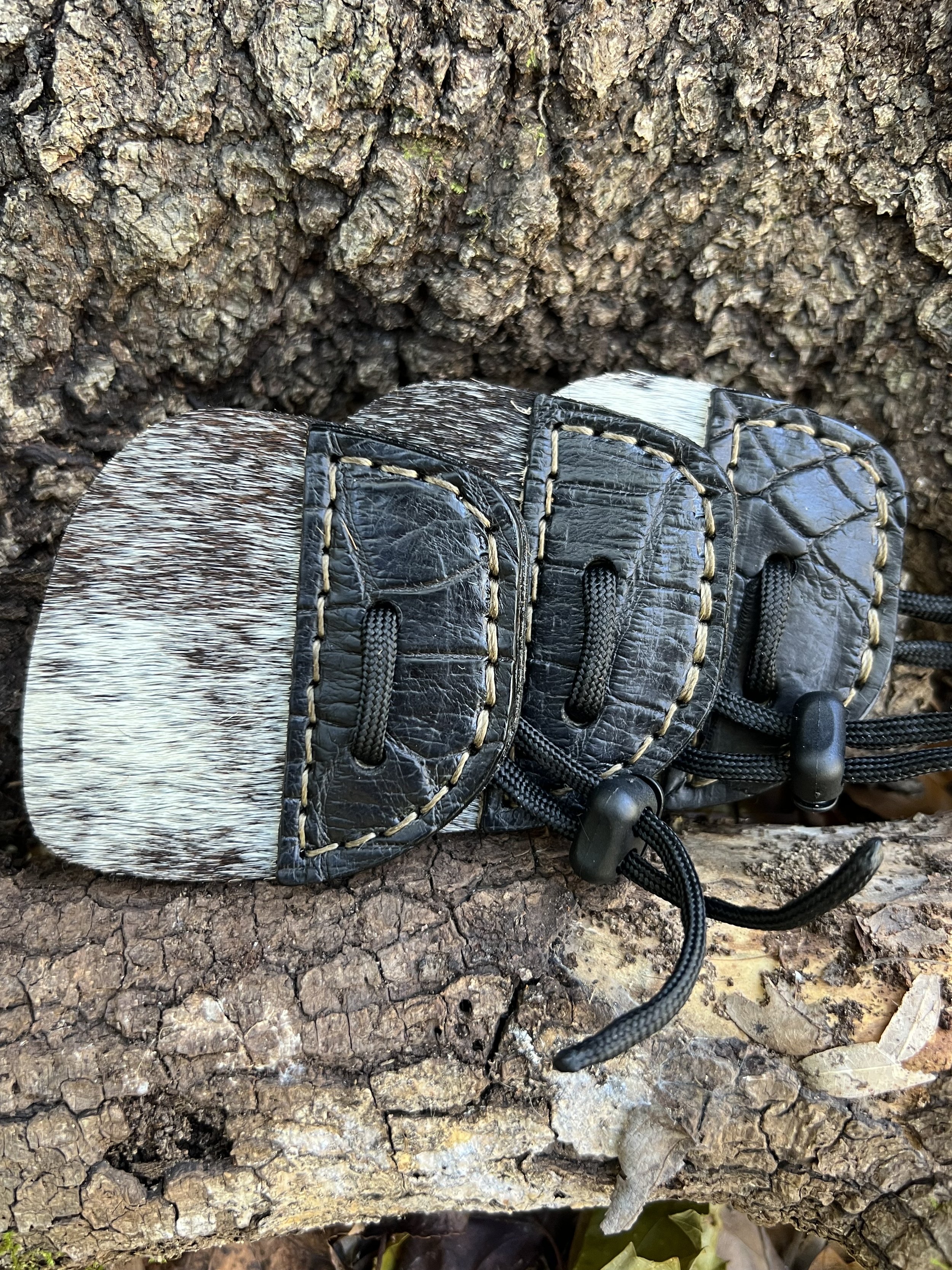 Alligator and Calf Hair Archery Shooting Tab- Black