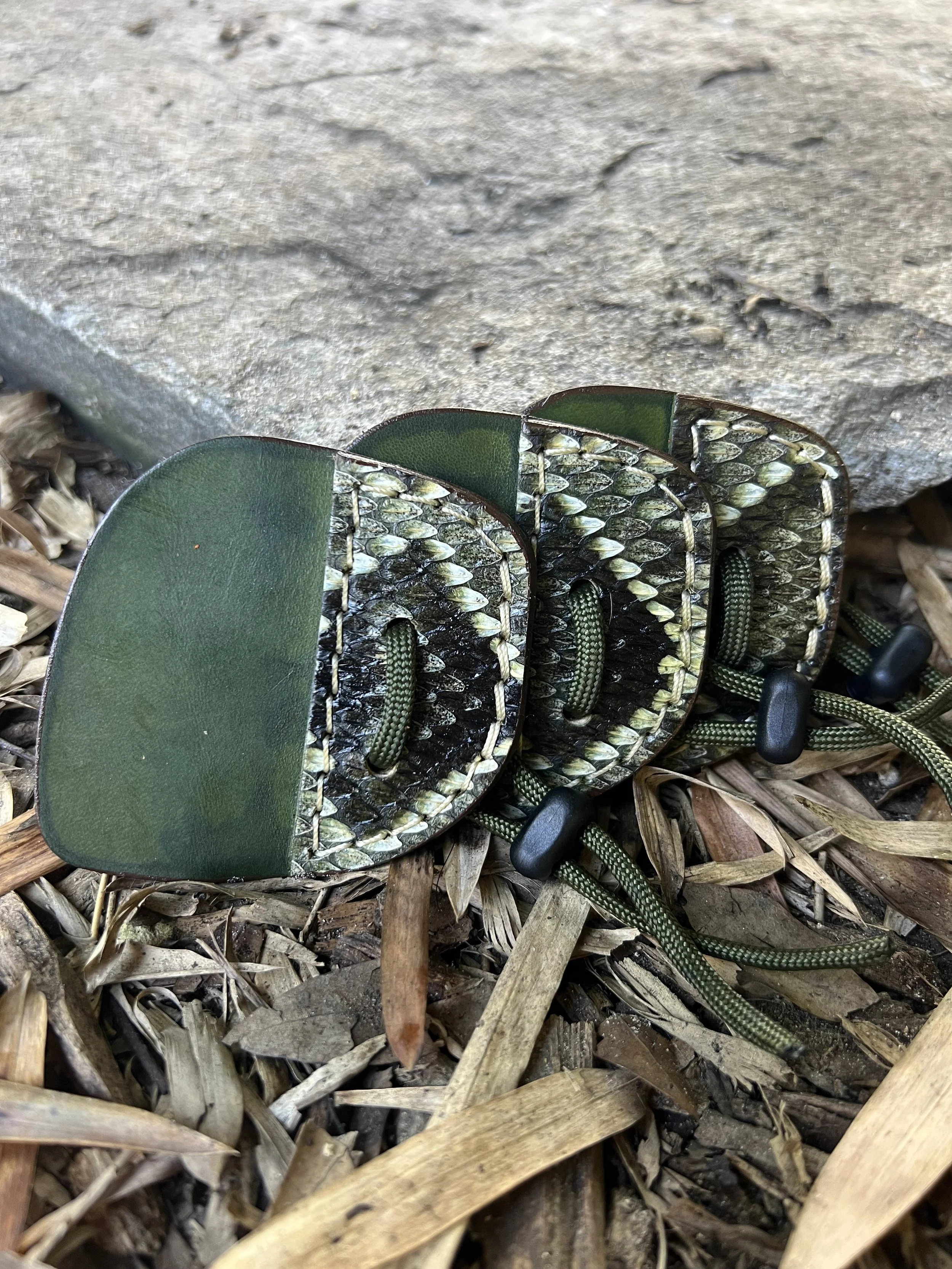 Snake Skin and Leather Archery Shooting Tab- Eastern Diamondback Hunter Green