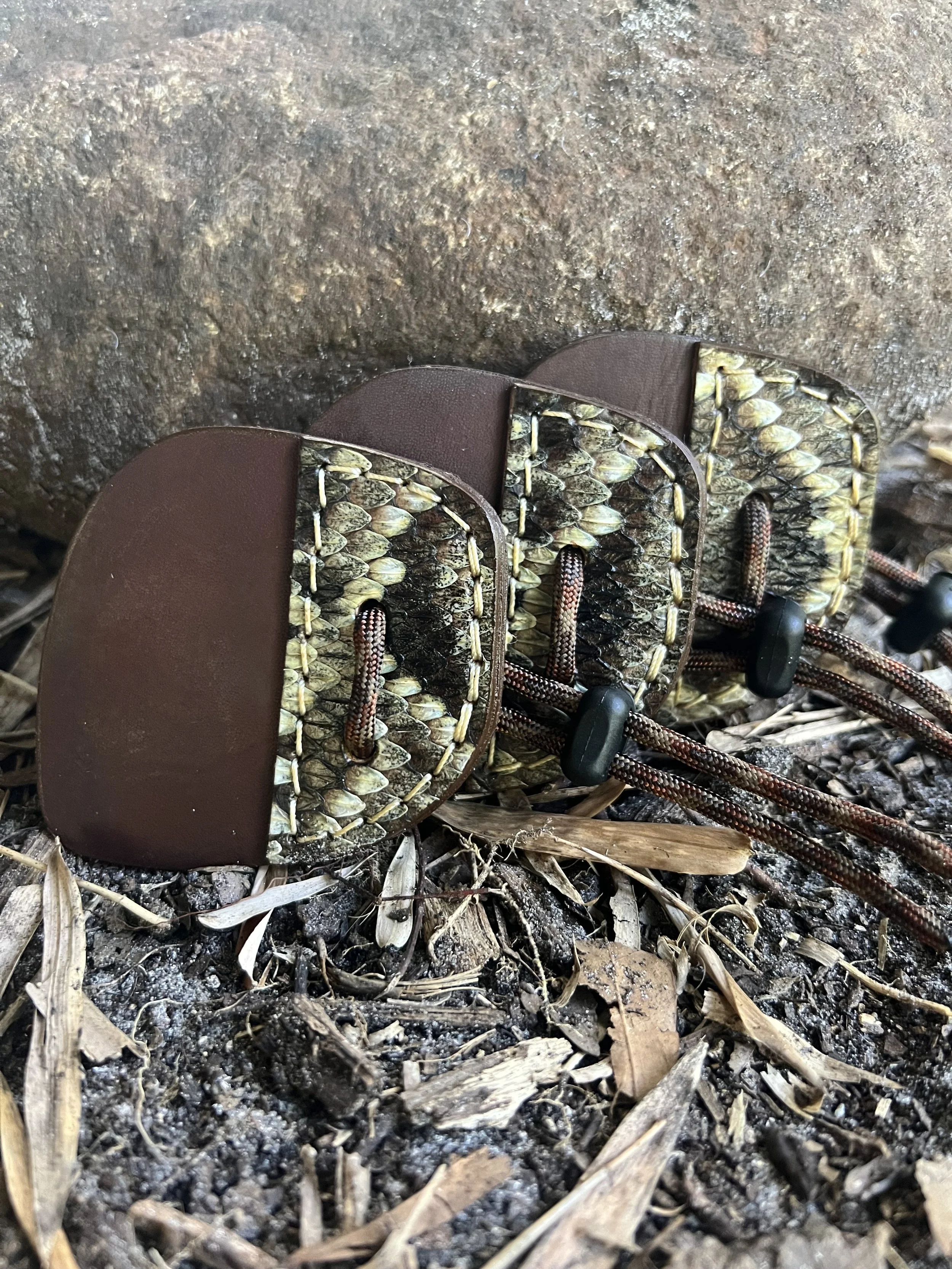 Snake Skin and Leather Archery Shooting Tab- Eastern Diamondback