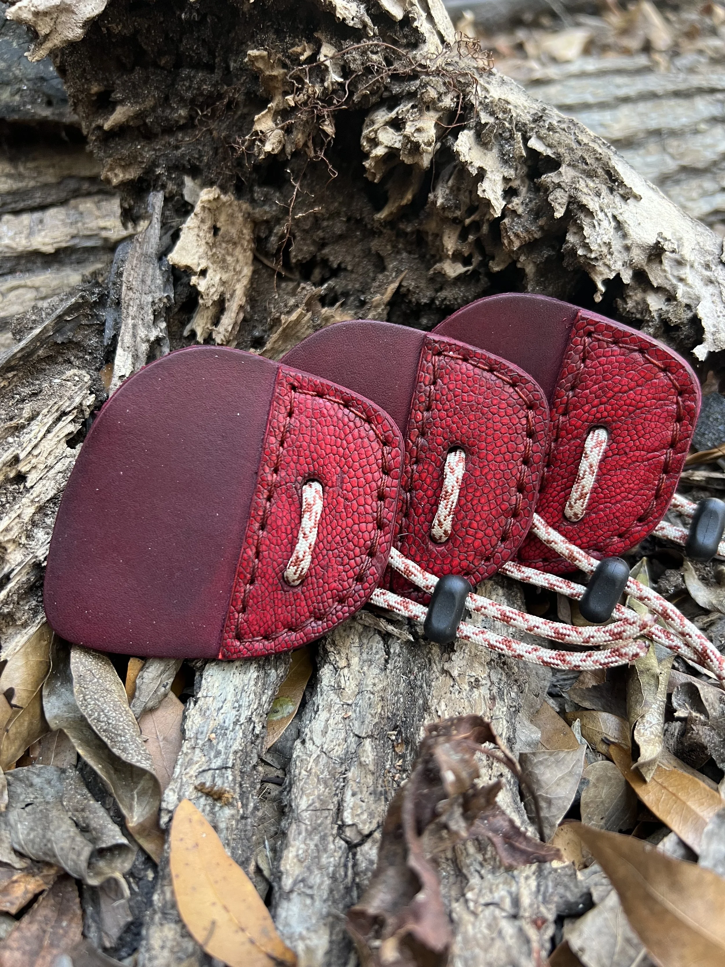 Ostrich and Leather Archery Shooting Tab- Oxblood