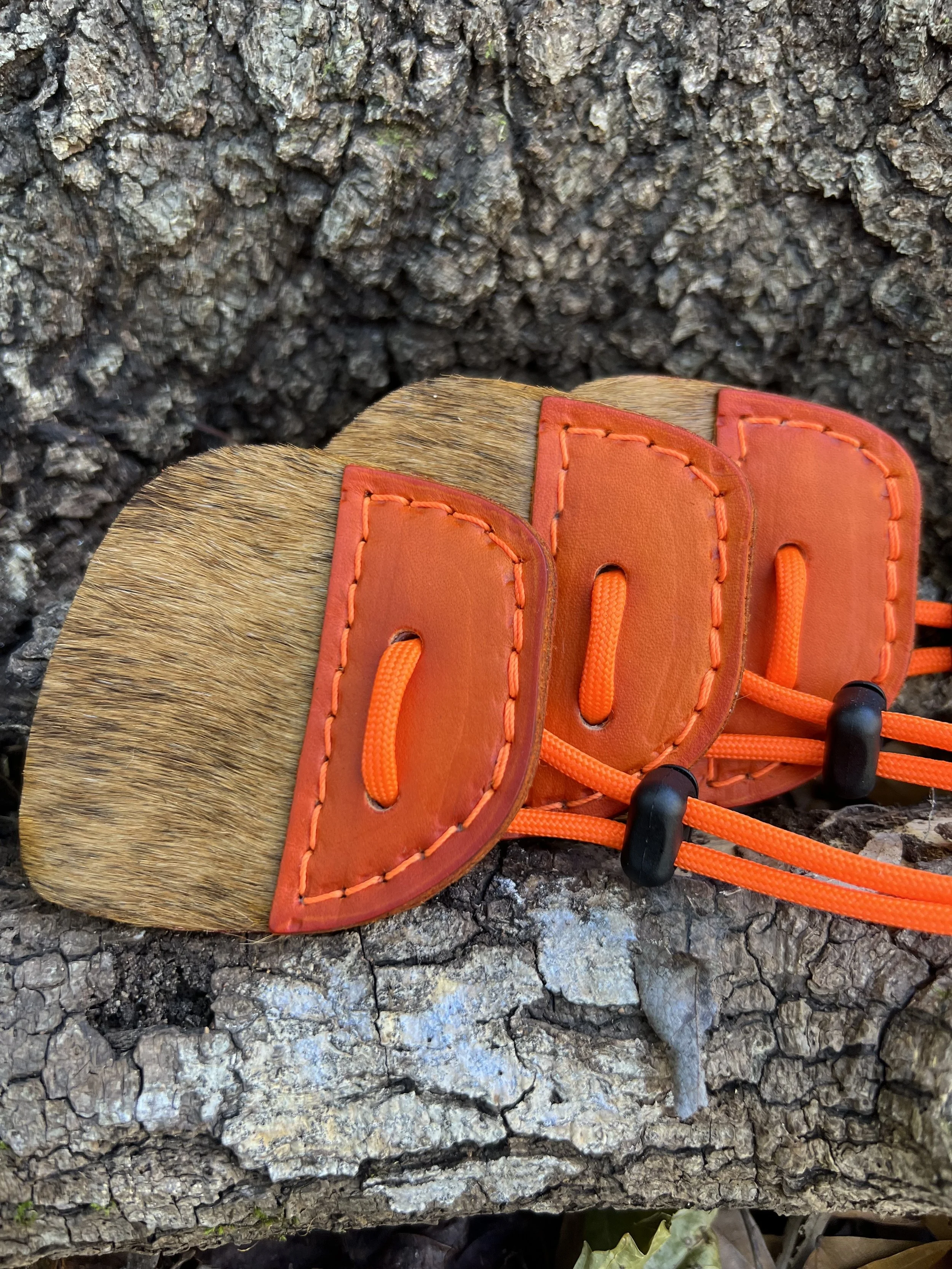 Calf Hair Archery Shooting Tab- Walnut Brown and Hunter Orange