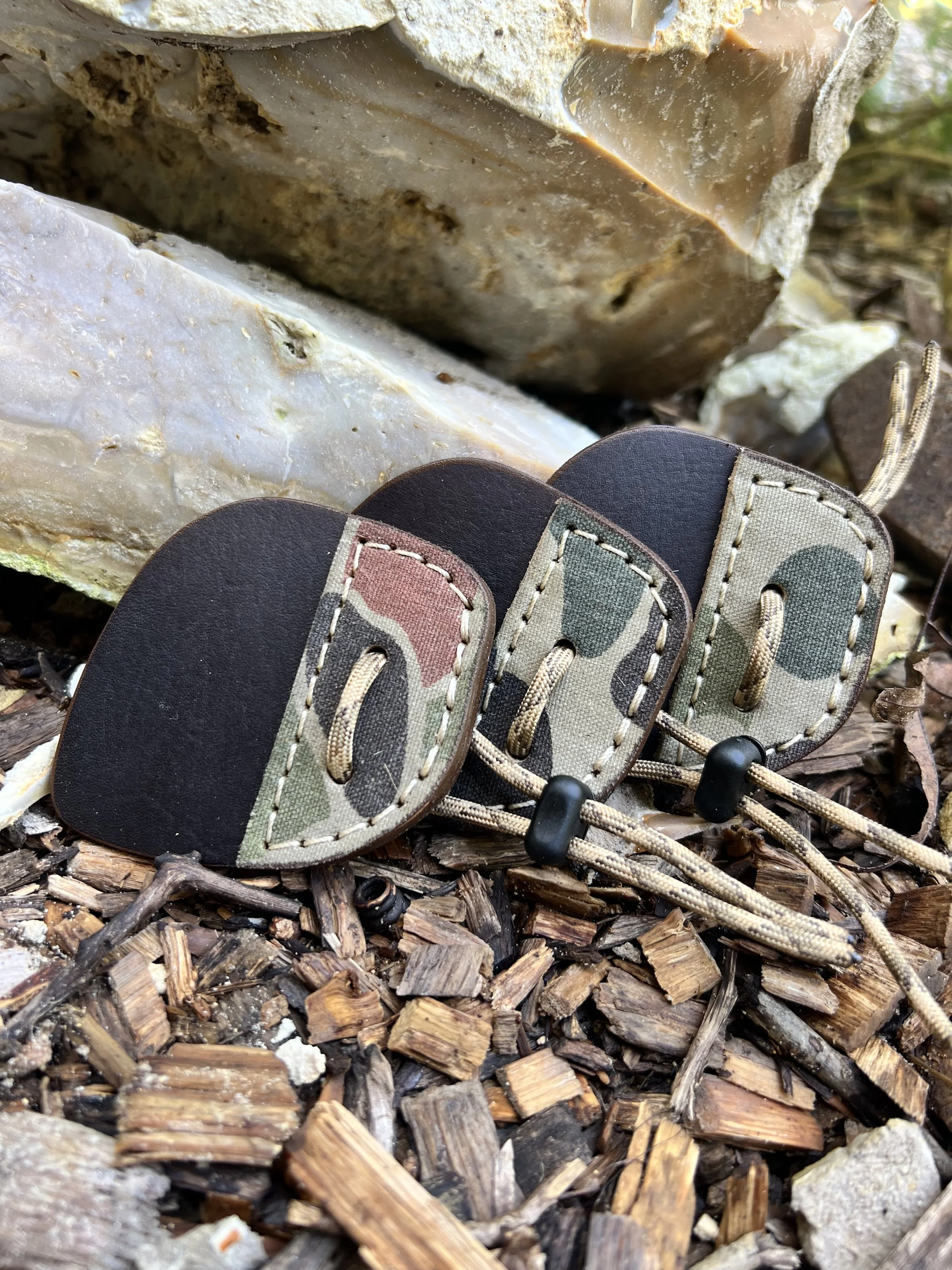Leather Archery Shooting Tab- Spring Fred Bear Camo