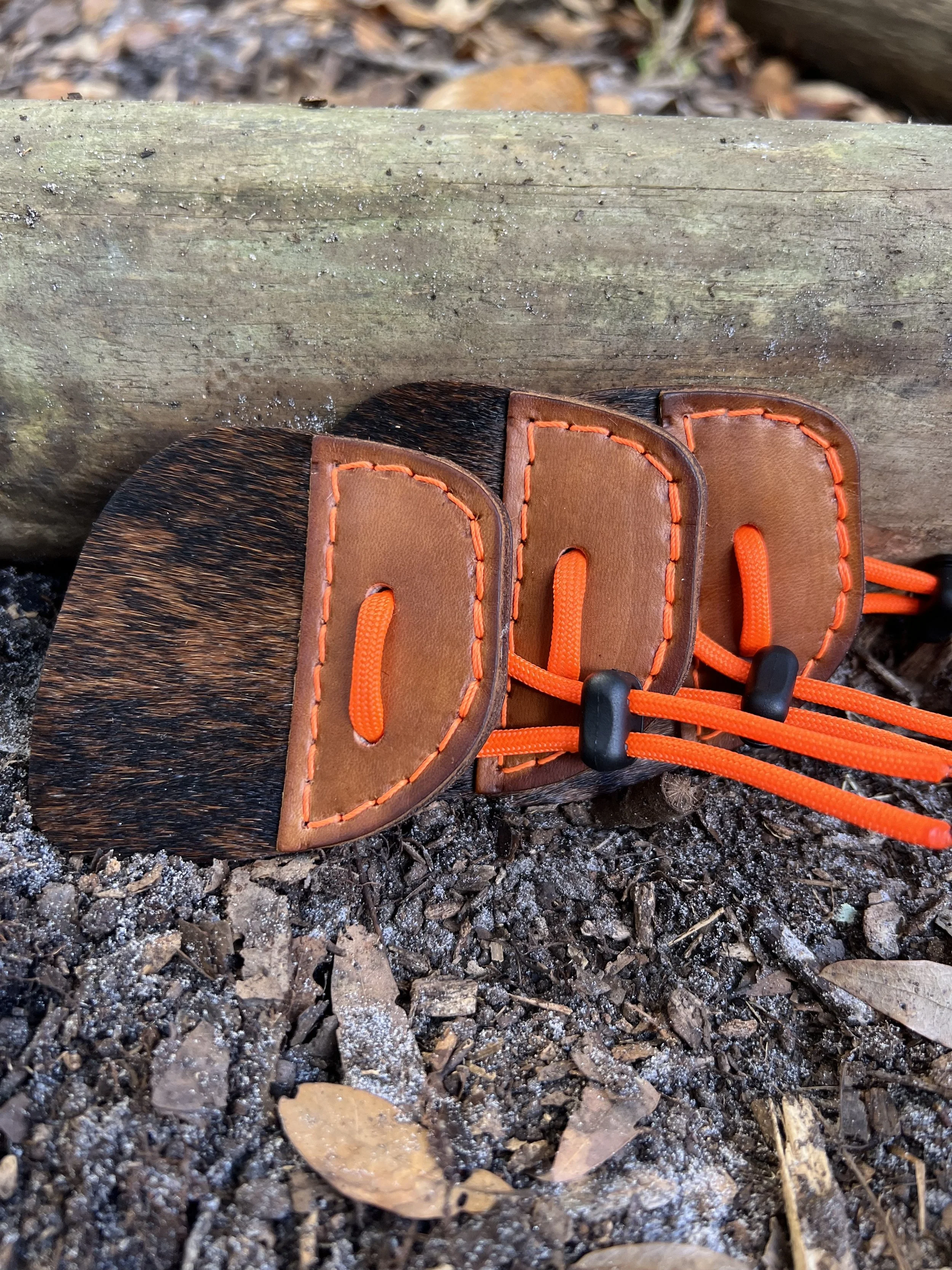 Calf Hair Archery Shooting Tab- Dark Walnut Brown and Hunter Orange