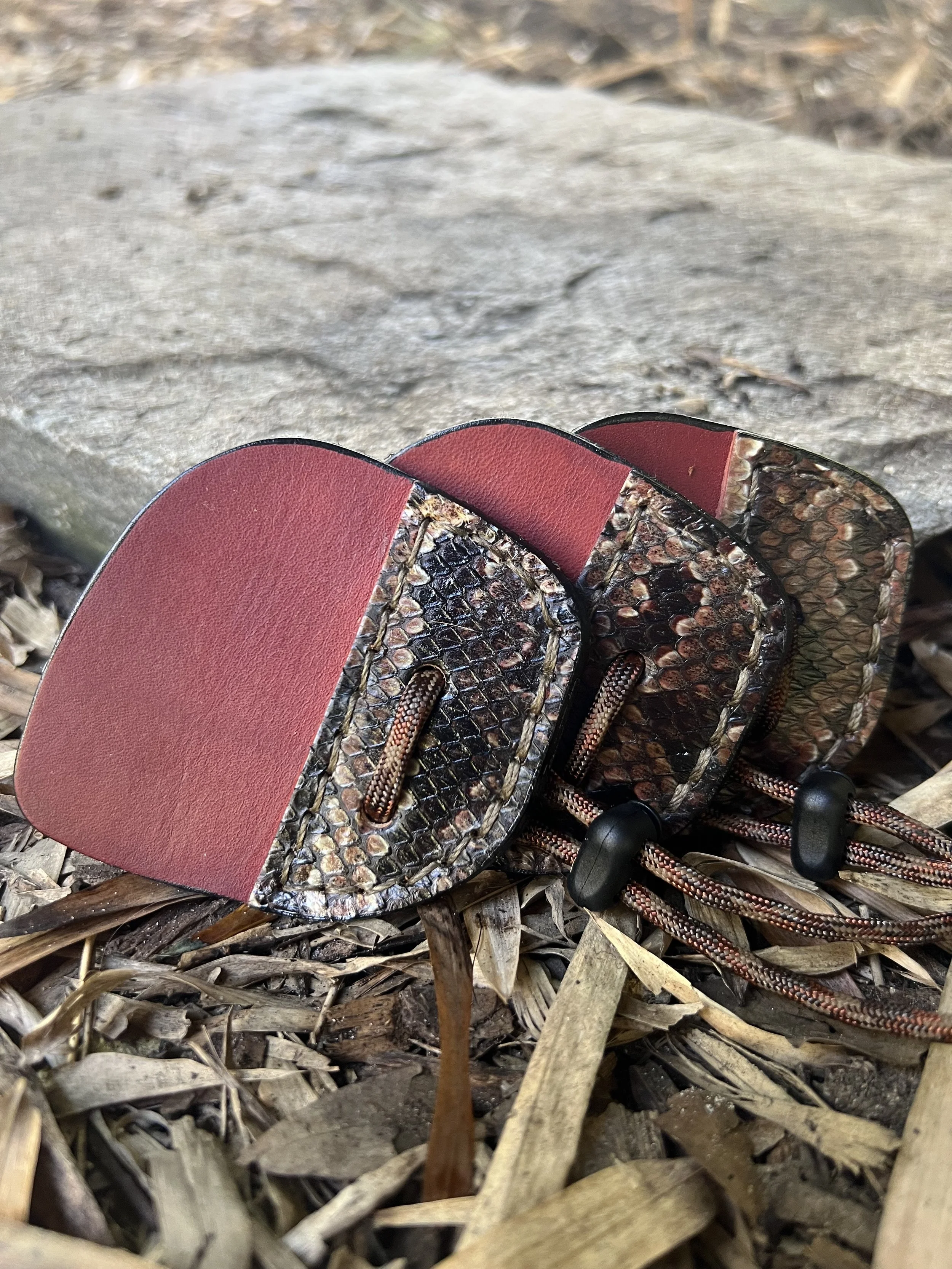 Snake Skin and Leather Archery Shooting Tab- Water Moccasin