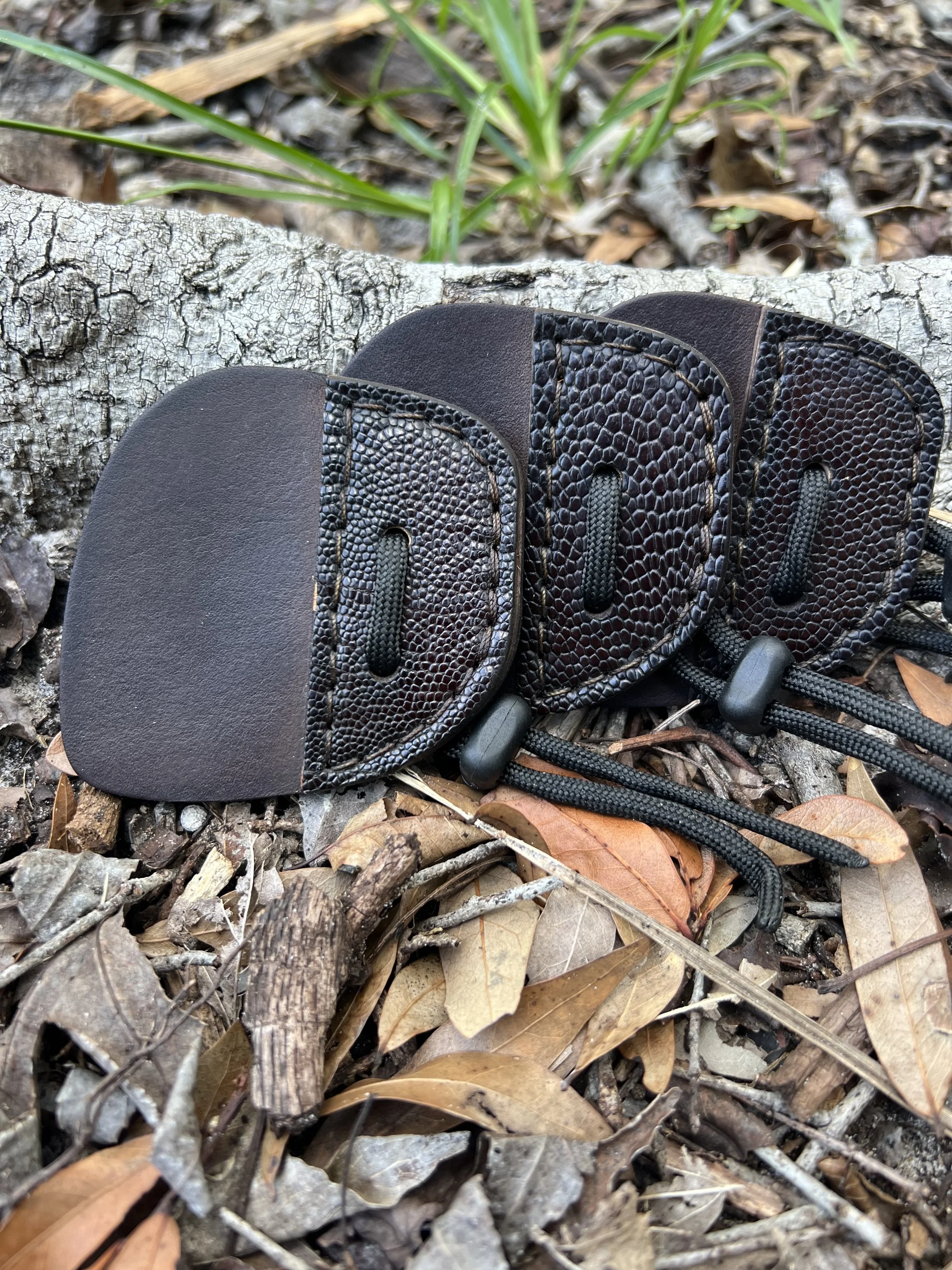 Ostrich and Leather Archery Shooting Tab- Chocolate Brown