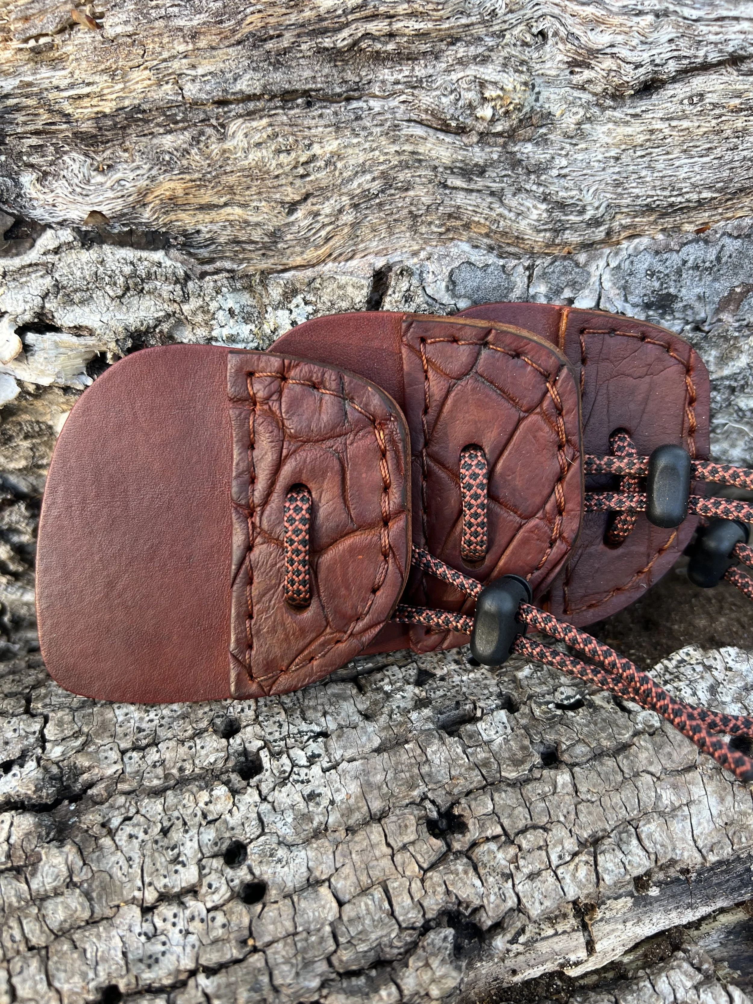 Alligator and Leather Archery Shooting Tab- Walnut Brown