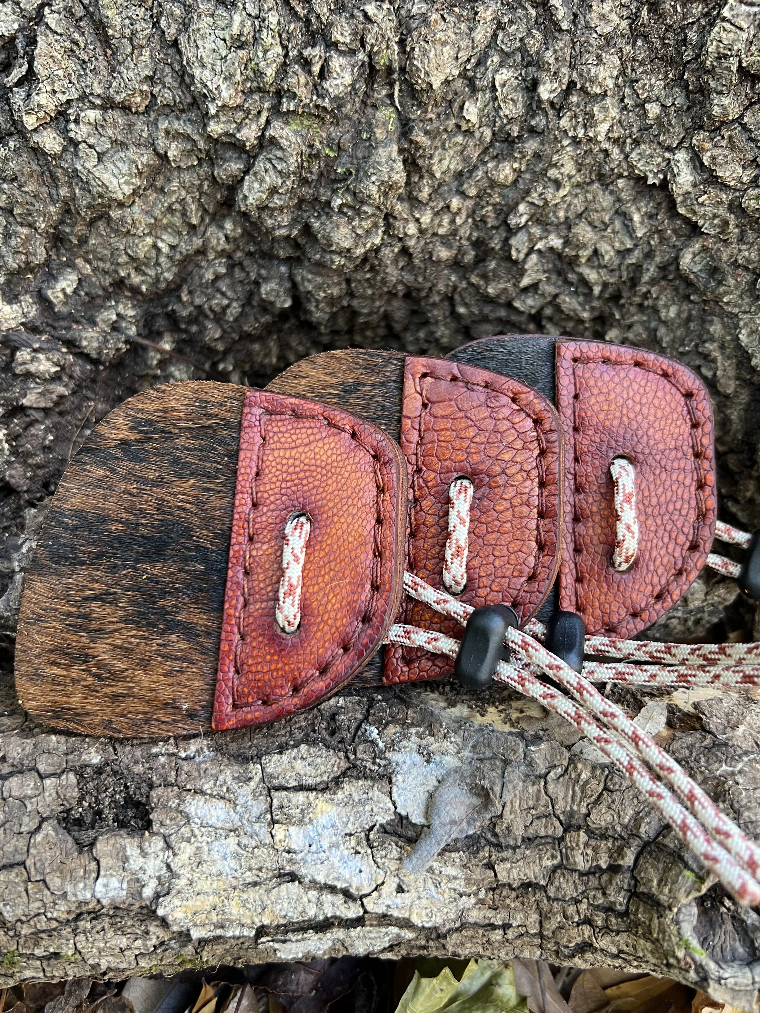 Calf Hair and Ostrich Skin Archery Shooting Tab- Walnut