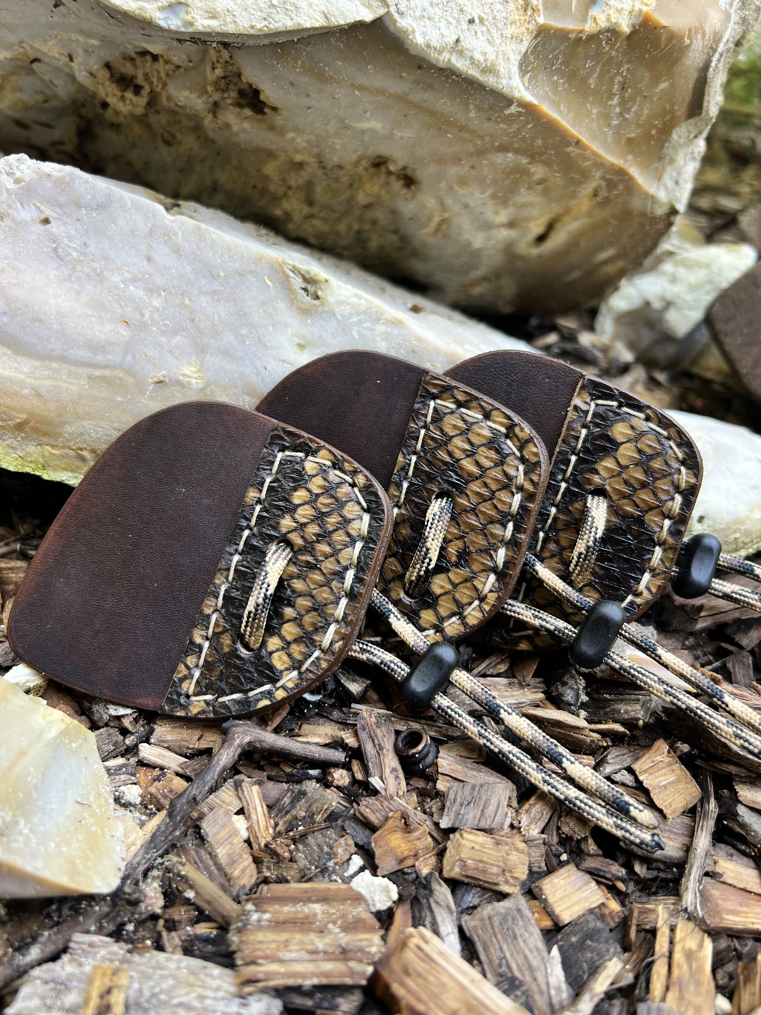 Snake Skin and Leather Archery Shooting Tab-  WB Water Moccasin