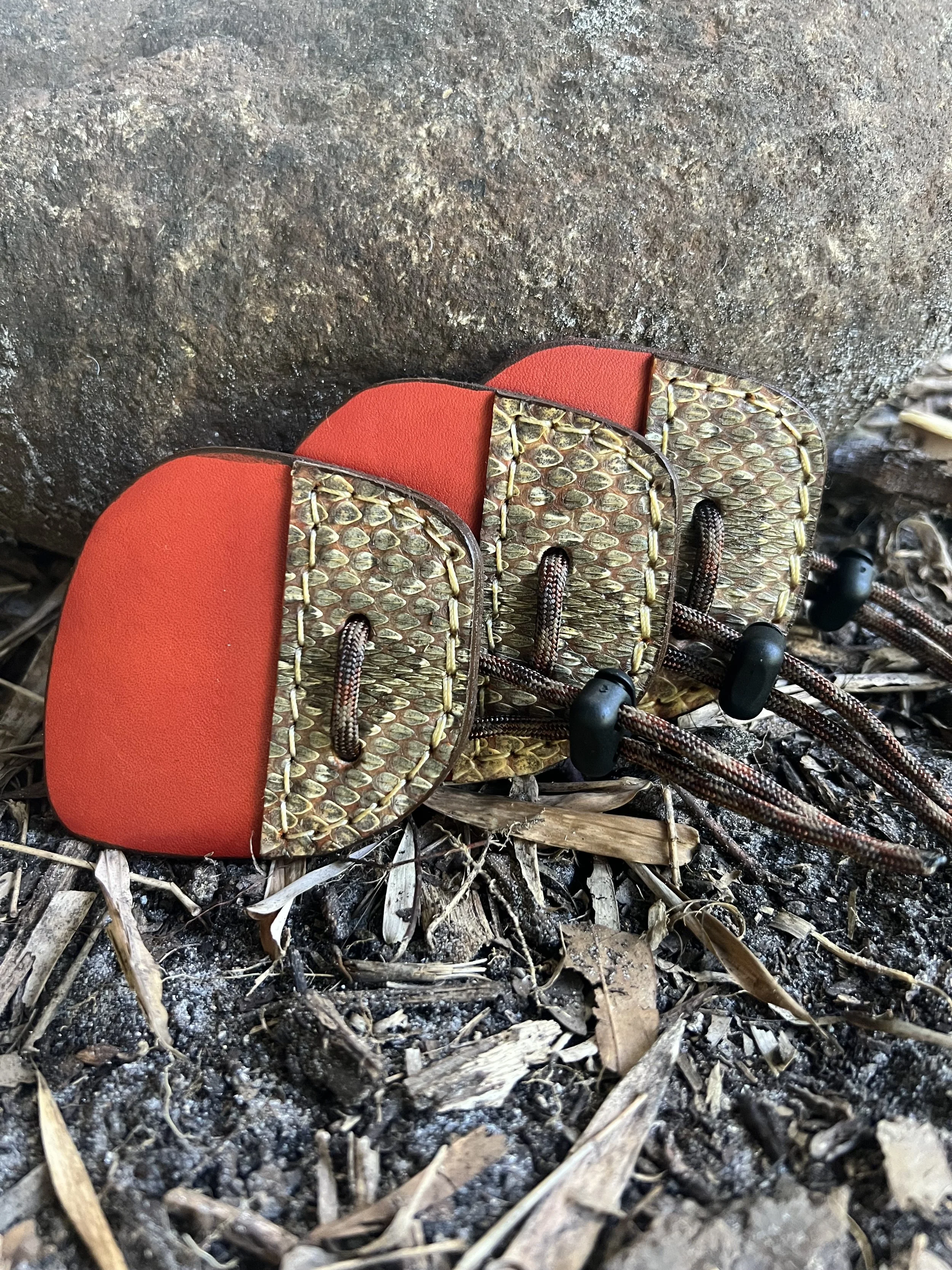 Snake Skin and Leather Archery Shooting Tab- Western Diamondback