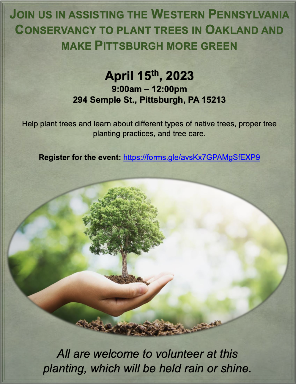 Tree Planting in Oakland with the Western Pennsylvania Conservancy