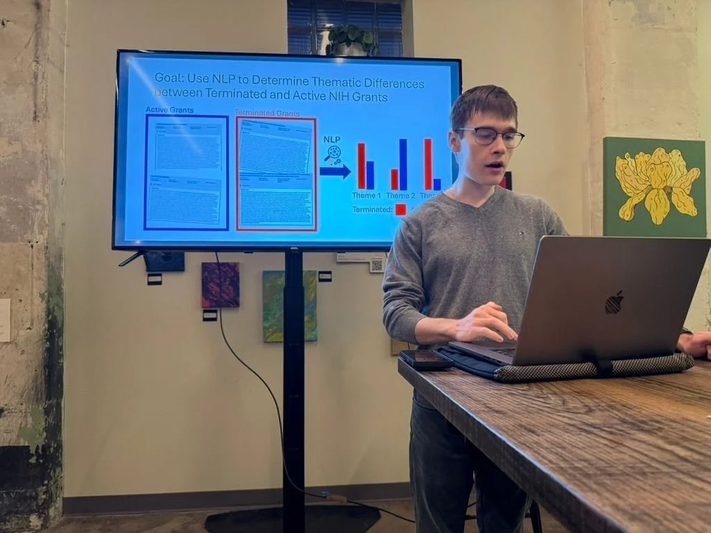 Thank you, Alex VanHelene, for sharing about how AI is used to group NIH-funded research. We had an excellent engagement from the audience during our first BGSA's Sip of Science Spring event at @hazelgrovebeer in association with @pitt_greaterhazelwo