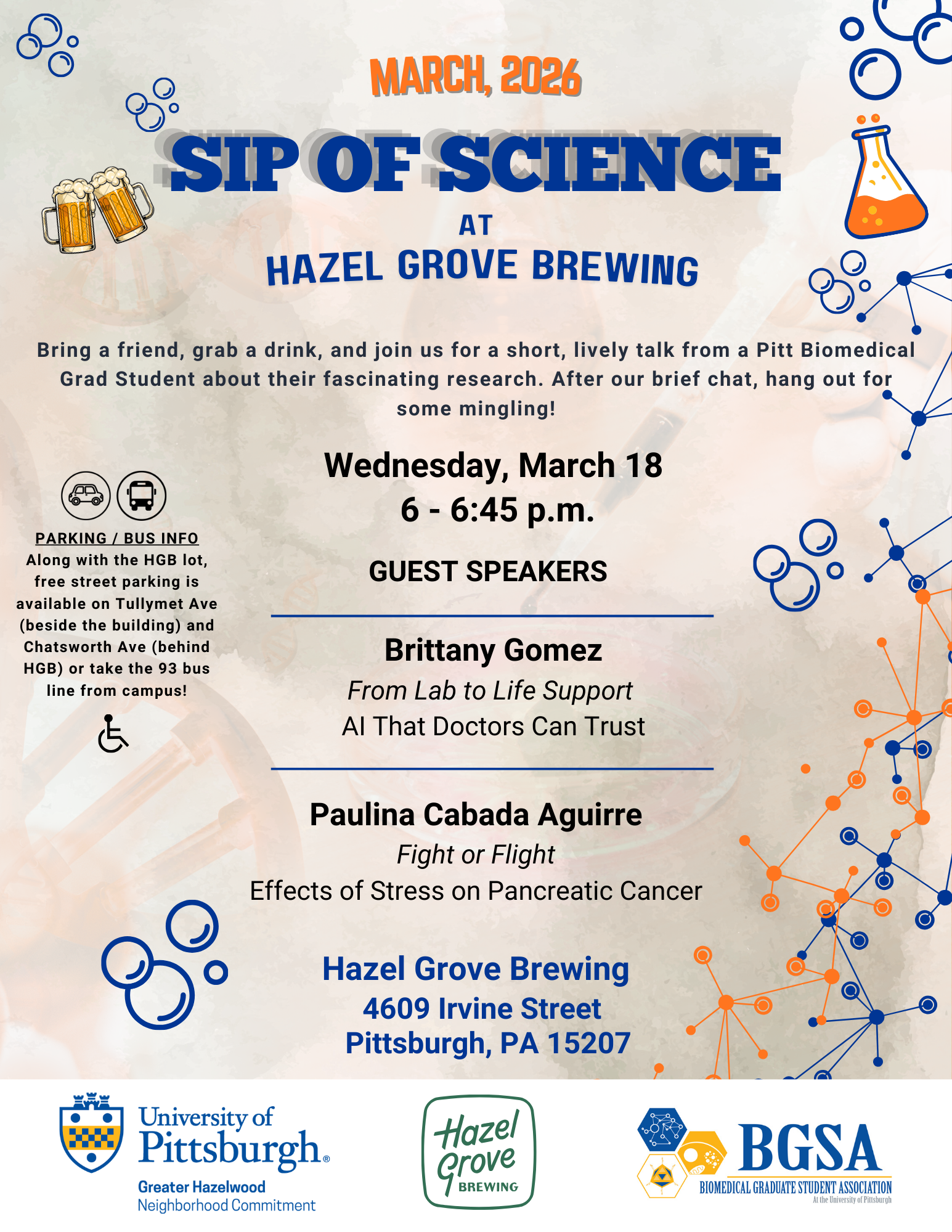Sip of Science March Talks: Brittany Gomez and Paulina Cabada Aguirre