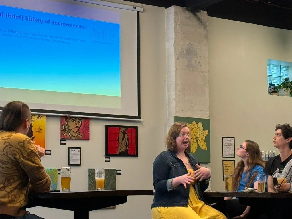 Our last Sip of Science event for this Spring term was a great turnout. A big shoutout to Emily Wheelis for talking about "Astrocytes: the Stars in Your Brain" and Emily Kinney on "Why do slimy bacteria make us sick?" 

#BGSA #pit