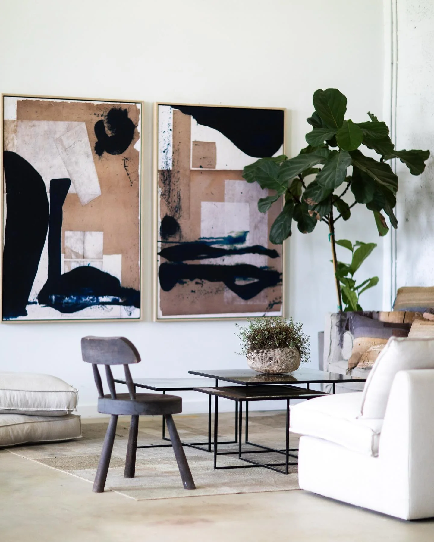 A quiet moment in the studio admiring our Abstract Geo series. ⚪️⚫️🤎