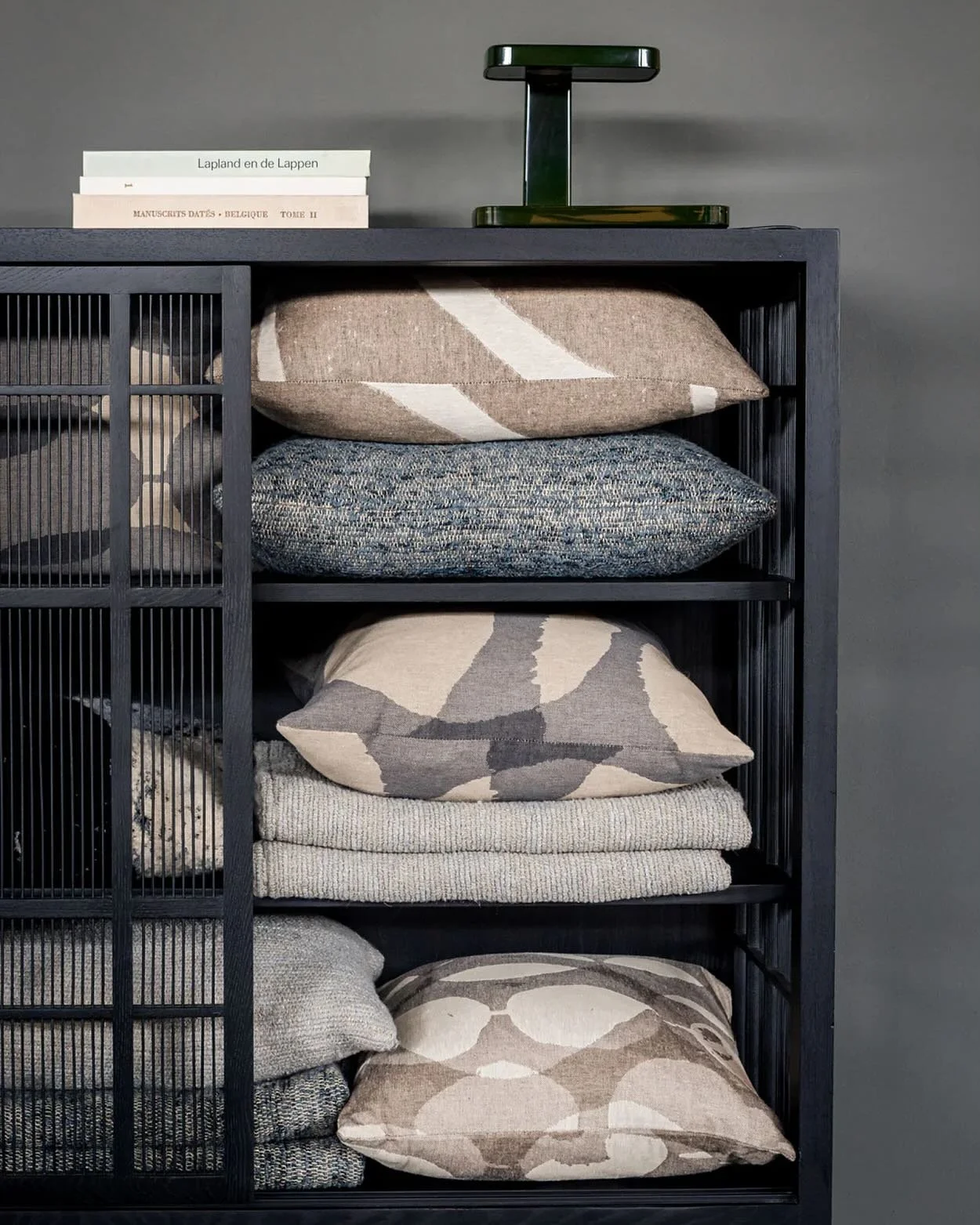 Beautiful styling of our textile designs! Cozy and functional without sacrificing texture. Love, love, love! 🤍🩶🖤