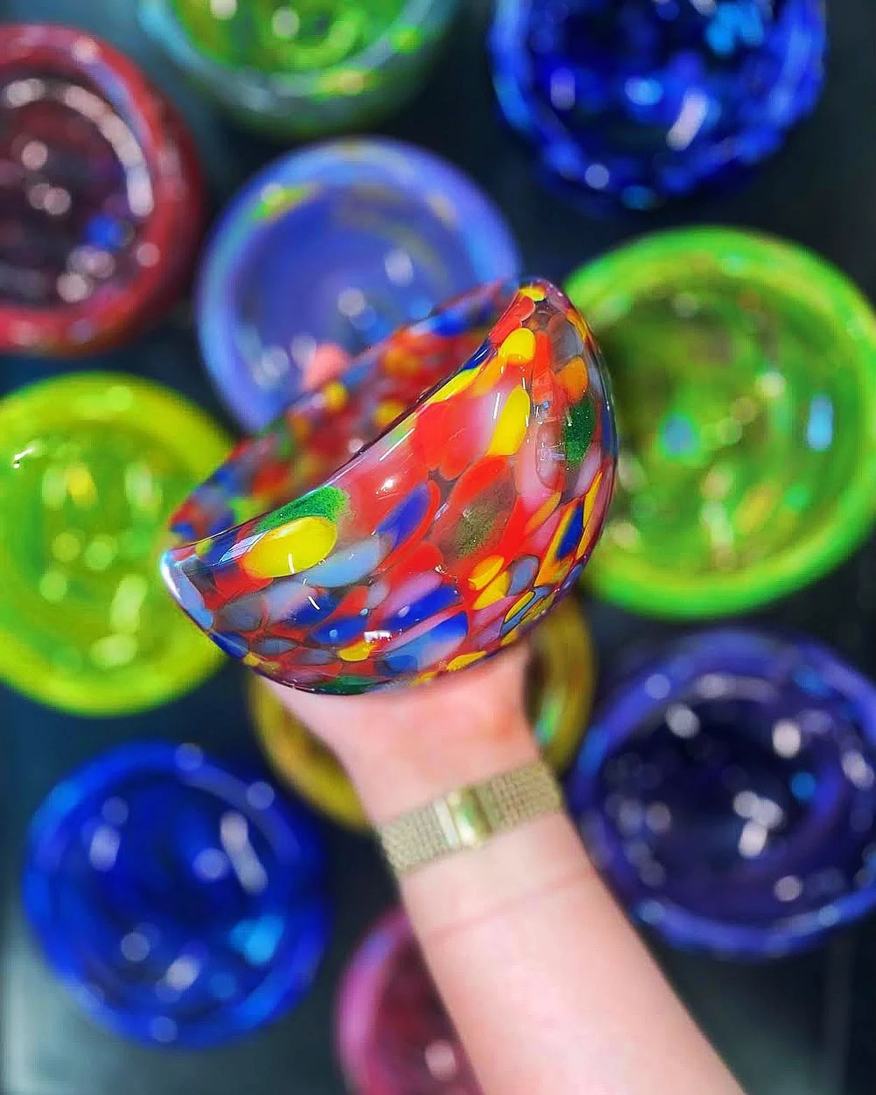 vibrant Colorful glassblown bowls