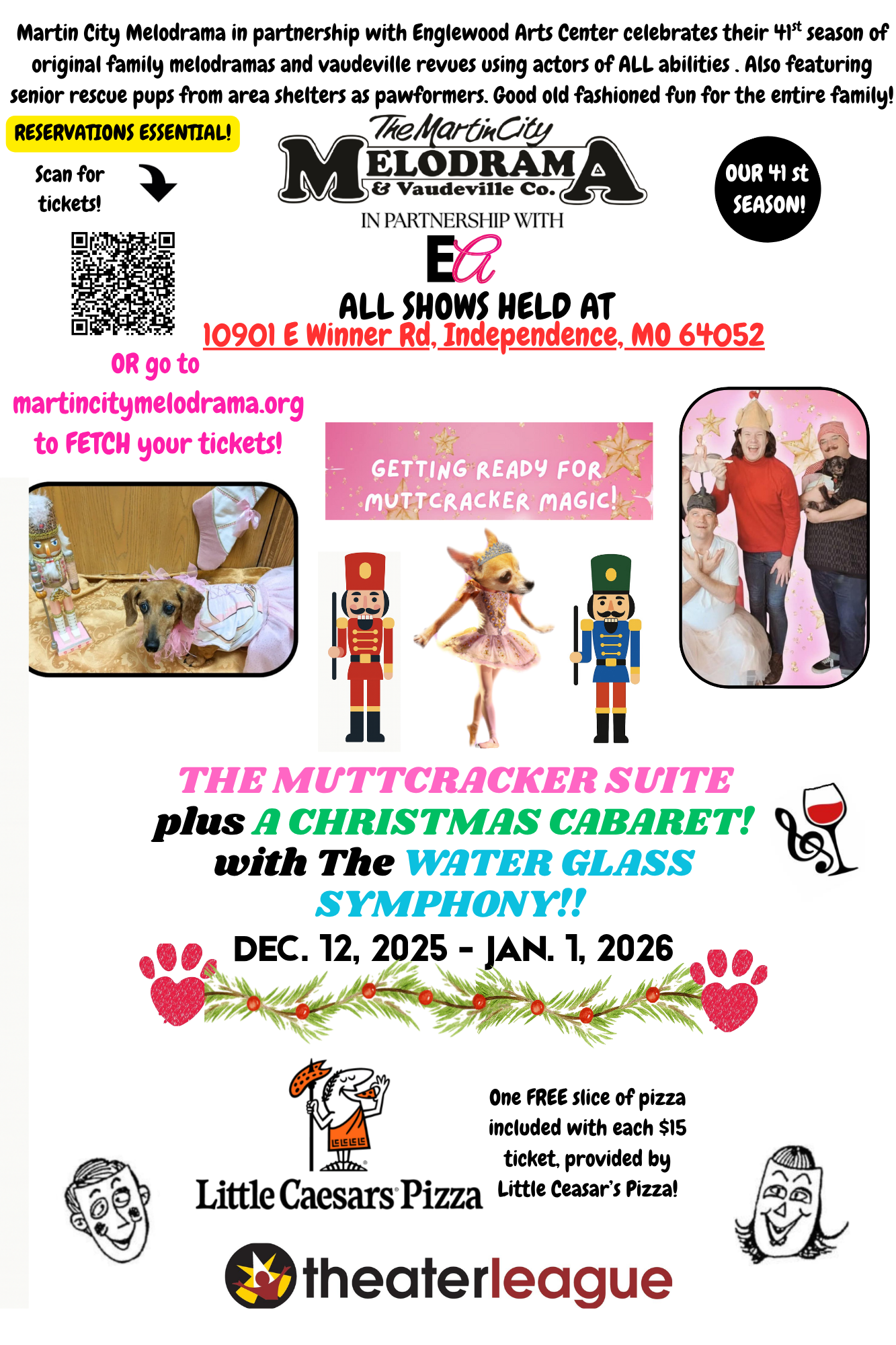 The Muttcracker Suite flyer. Dates Start December 12th through January 1st.