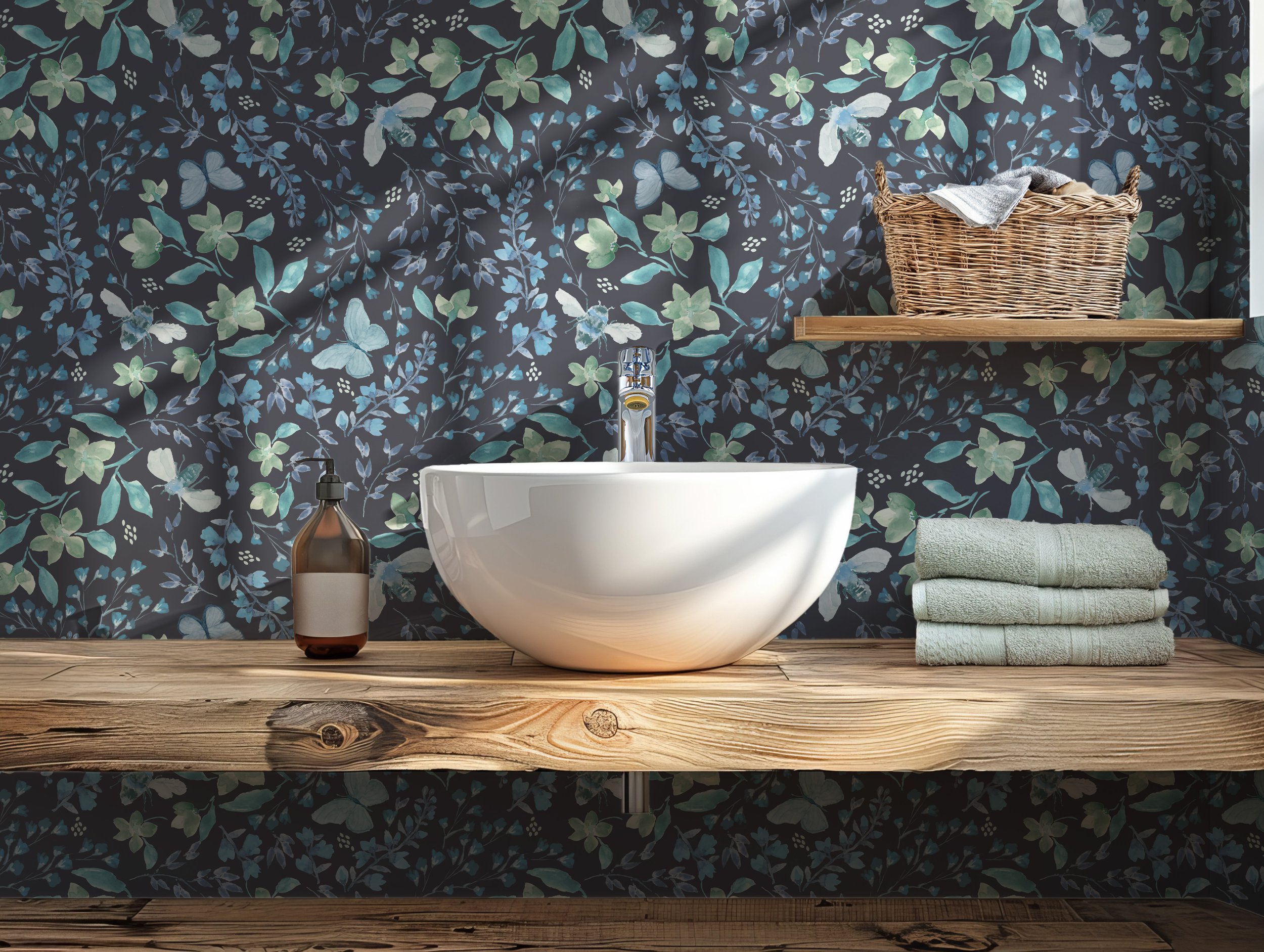 bee floral Guest Bath Wallpaper Mockup Bundle.jpg