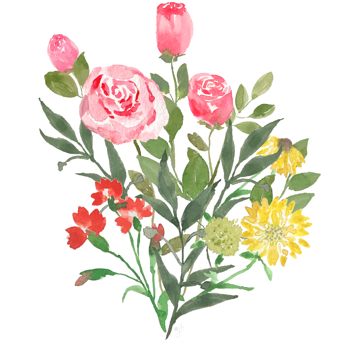 Rose Bouquet art print image with transparent background
