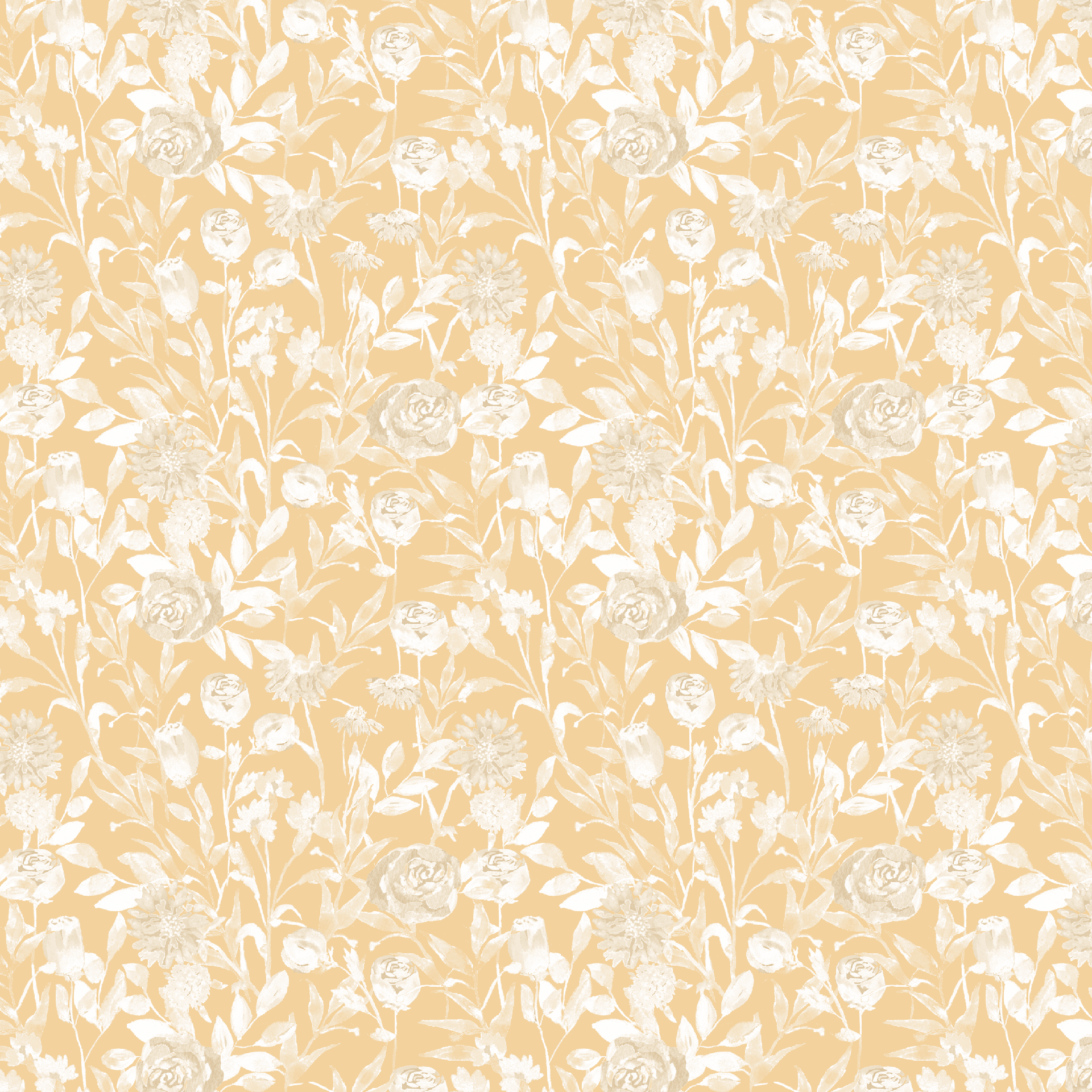 watercolor roses and other blooms in a warm monochromatic color for wallpaper