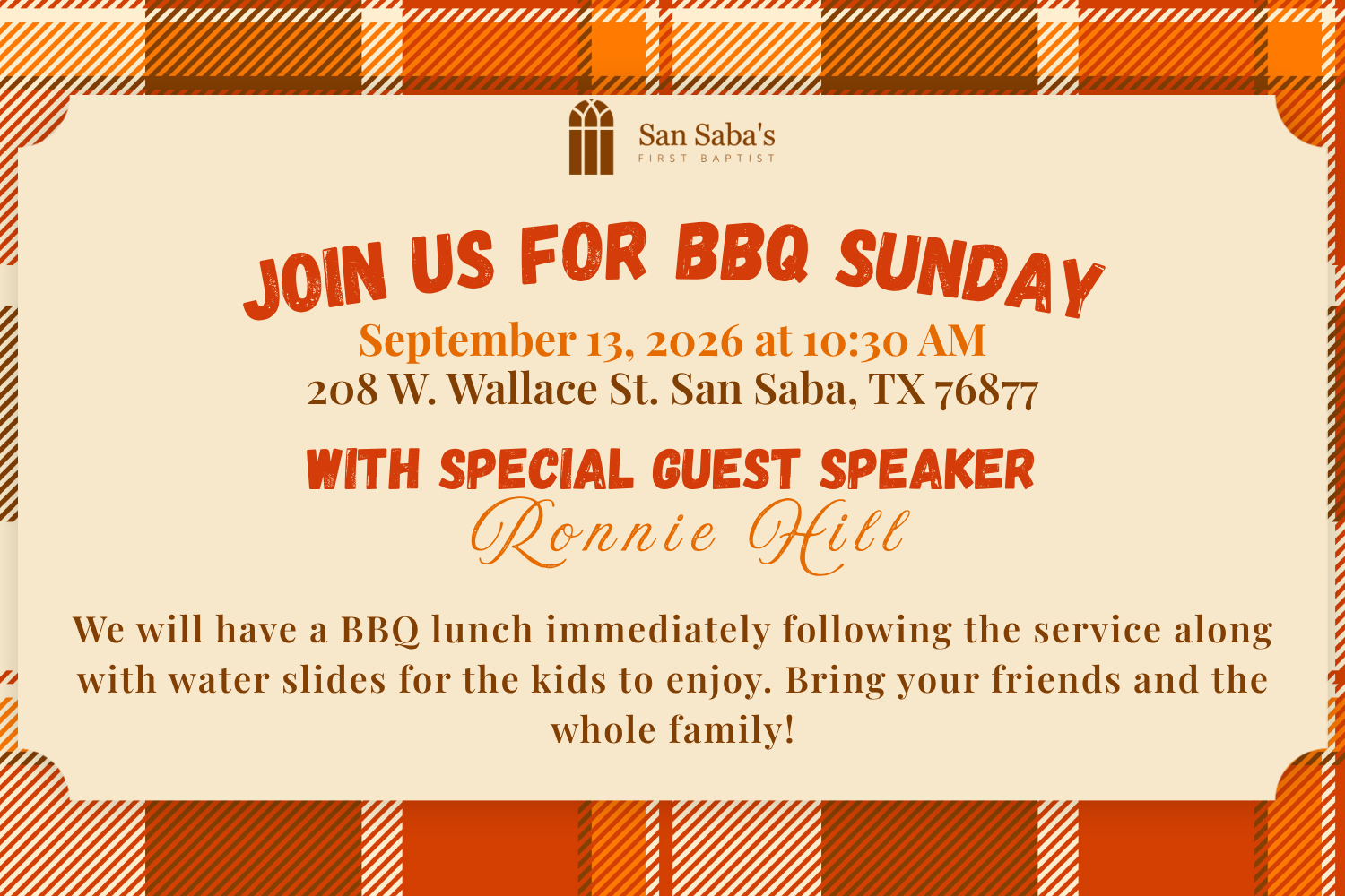 BBQ Sunday With Special Guest Speaker, Ronnie Hill