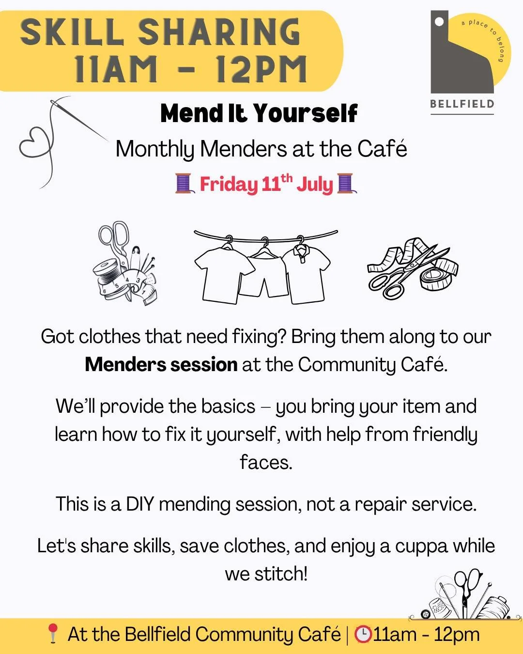 🧵✨ Mend It Yourself: Monthly Menders at the Caf&eacute; &ndash; Next Session! ✨🧵

Our first Menders session was a real success &ndash; from sleeve shortening to blouse refitting, hems to straps, a fantastic mix of mending got done and skills were s