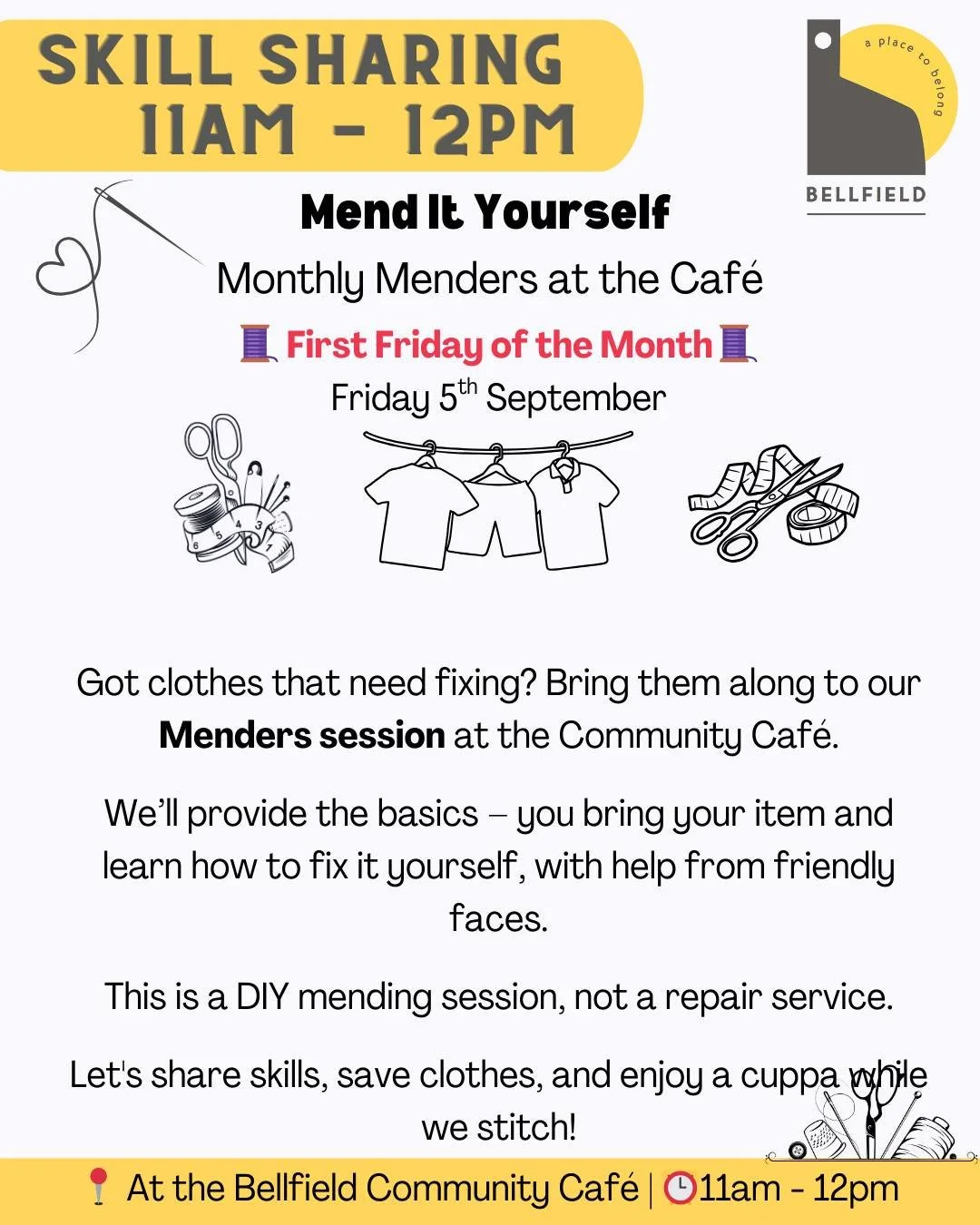 🧵✨ Mend It Yourself: Monthly Menders at the Caf&eacute; &ndash; Next Session! ✨🧵

Our Menders session have been a real success &ndash; from sleeve shortening to blouse refitting, hems to straps, a fantastic mix of mending got done and skills were s