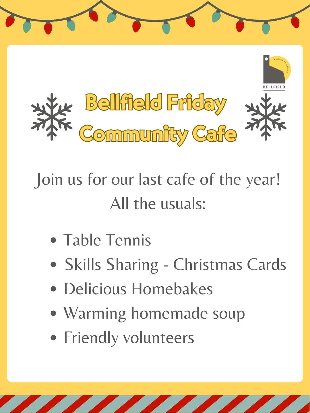 ✨ Our Last Caf&eacute; of the Year ✨

Join us this Friday as we gather for our final caf&eacute; of the year &mdash; a lovely chance to slow down, connect, and enjoy all the things you know and love ❤️

☕ All the usuals, including:
🏓 Table Tennis
🎨