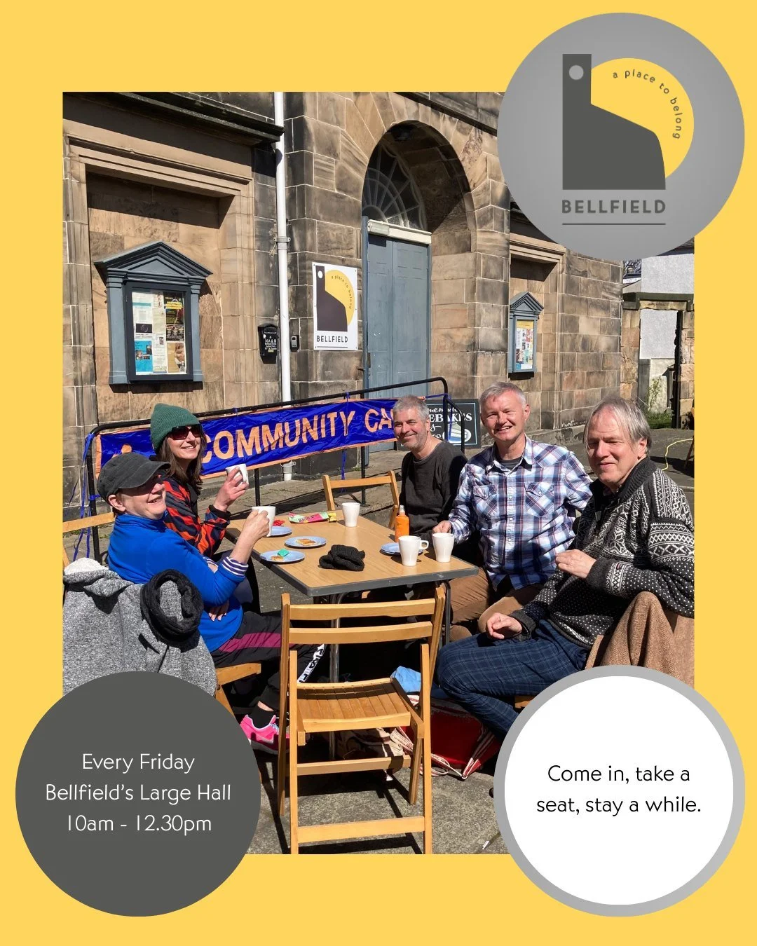 Join us this Friday 💛

A warm, welcoming space for everyone in the community.

Come in for a cuppa, a chat, or just a change of scene.

Skills Corner this week: Bookmarks

☕ Pay what you can
👋 Come on your own or with a friend

Fridays, 10am&ndash;
