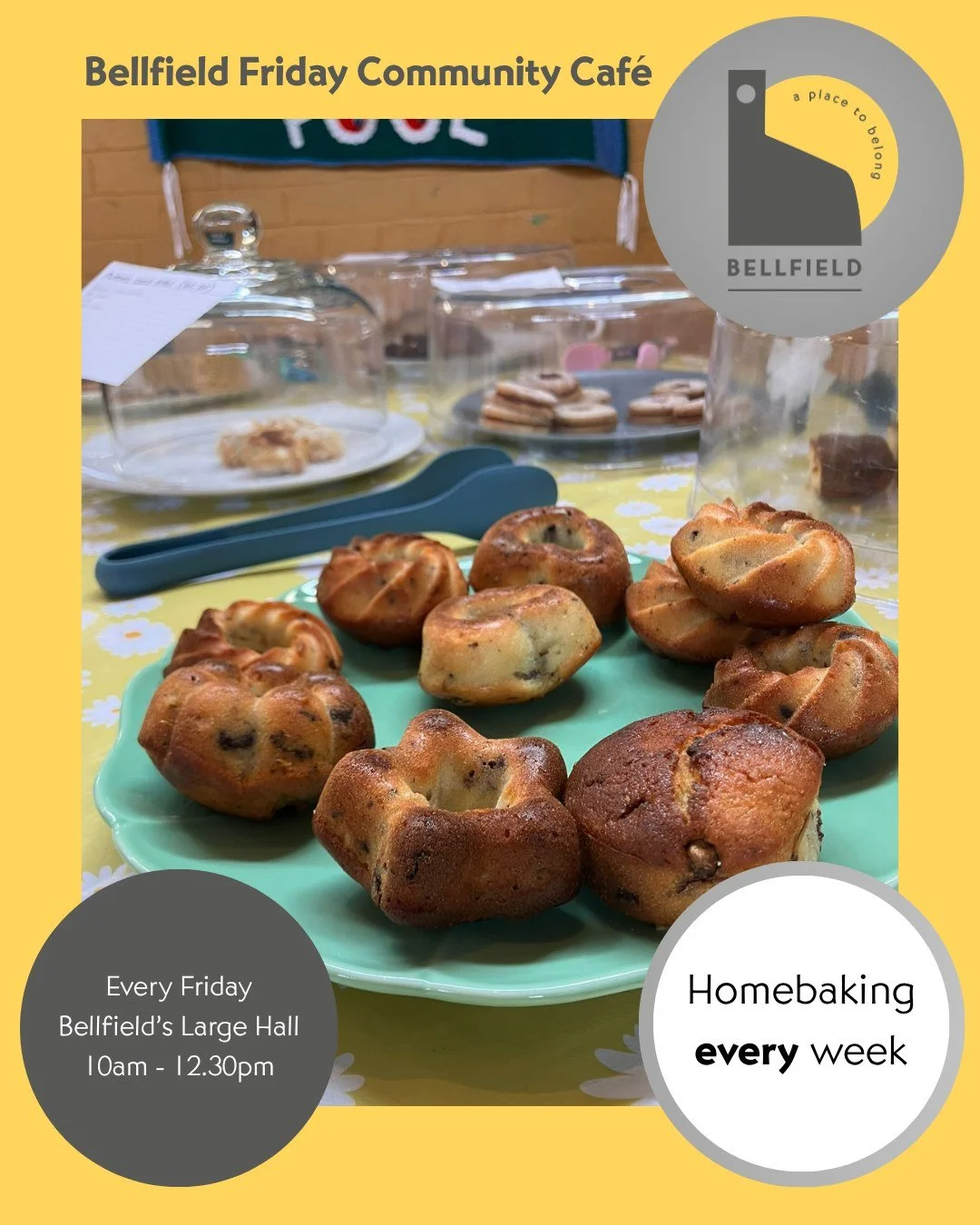Fresh home baking every Friday 🧁

Our volunteers make a selection of cakes, traybakes, and treats each week - all served alongside tea, coffee, and a warm welcome.

☕ Pay what you can
 👋 Come in and enjoy

 Fridays 10am - 12.30pm
Bellfield, Large H