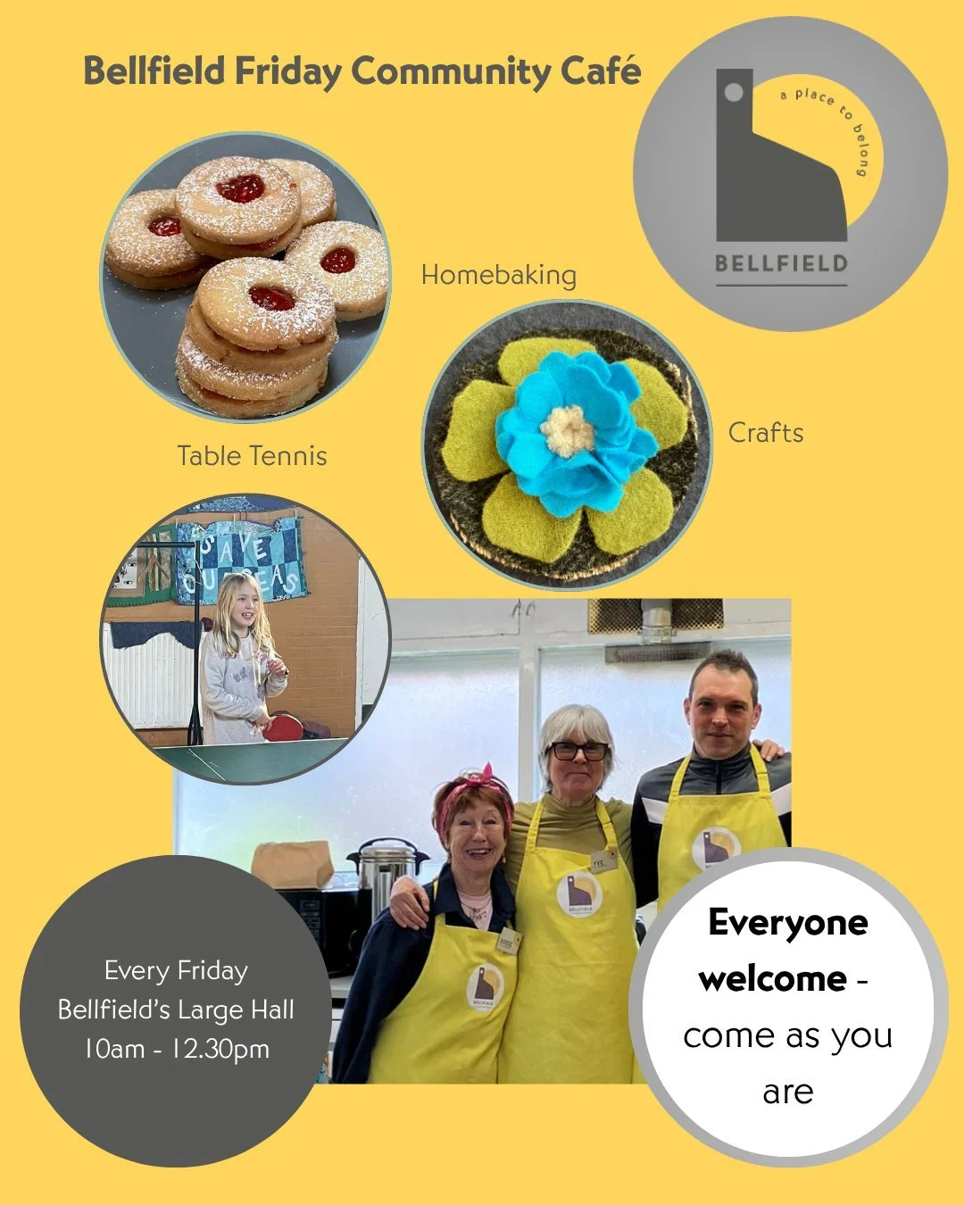 Join us this Friday 💛

A warm, welcoming space for everyone in the community.

Come in for a cuppa, a chat, or just a change of scene.

Skills Corner this week: Bottle top crafts with Sholeh

☕ Pay what you can
👋 Come on your own or with a friend

