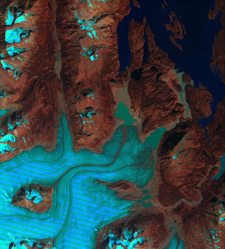 Llewellyn Glacier terminus retreat from 1984–2005 (Landsat 5; BC, CAN)