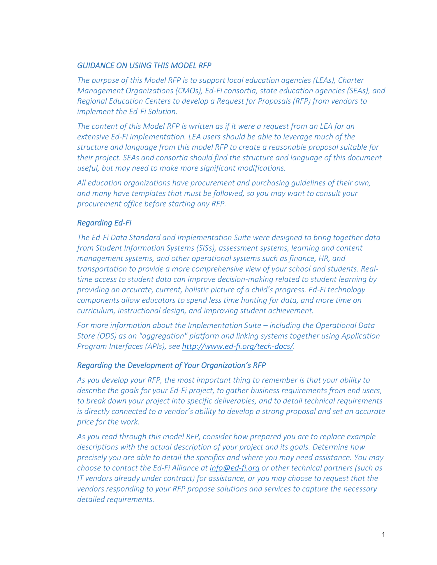 Ed-Fi Sample RFP Language