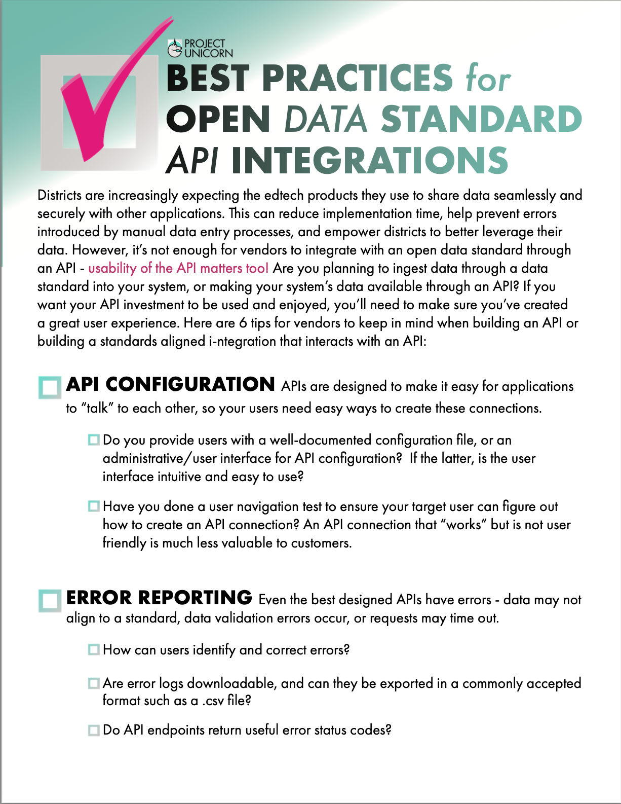 Best Practices for Open Data Standard API Integrations