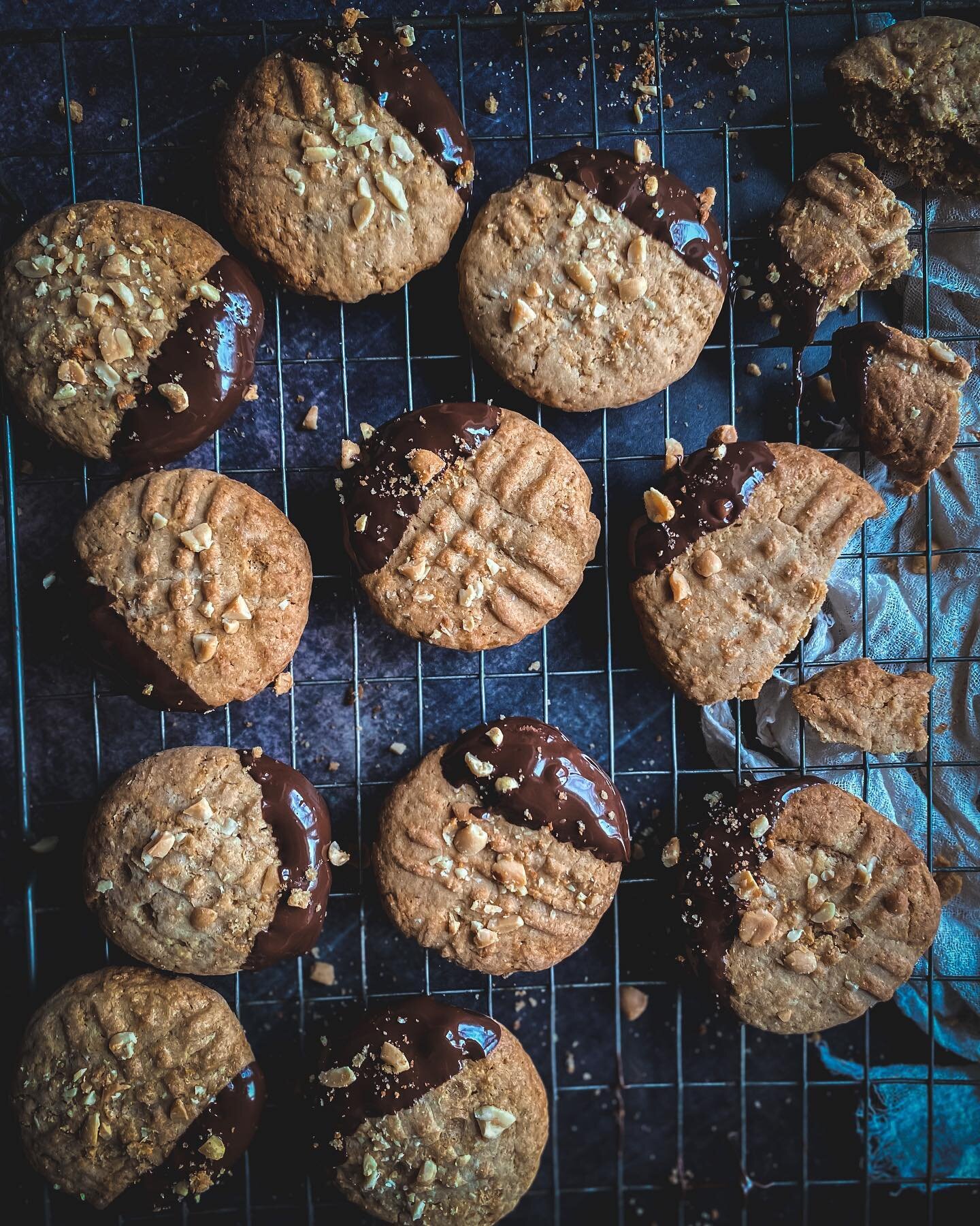 Sourdough peanut butter cookies dipped in dark chocolate. Happy hump day. 

#sourdough #sourdoughbaking #sourdoughcookies #sourdoughcookbook #peanutbuttercookies #sourdoughpeanutbuttercookies #adventuresinsourdough #sourdoughchronicles #bakingwithsou