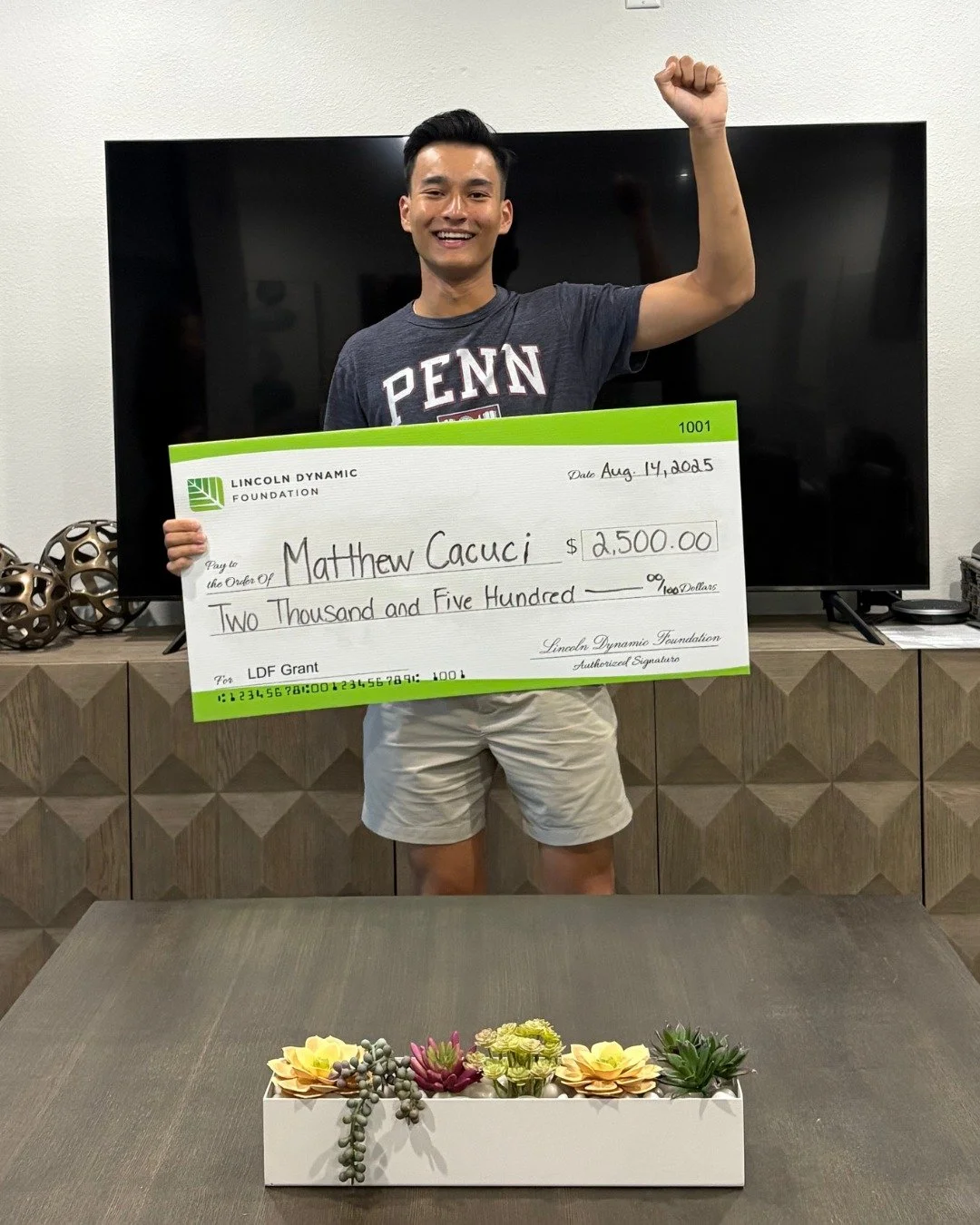 Say hello to our newest LDF Scholar, Matthew Cacuci!

A freshman at UPenn in the super selective VIPER program, Matthew is diving into mechanical engineering &amp; physics with a focus on sustainable energy. When he&rsquo;s not innovating, you&rsquo;