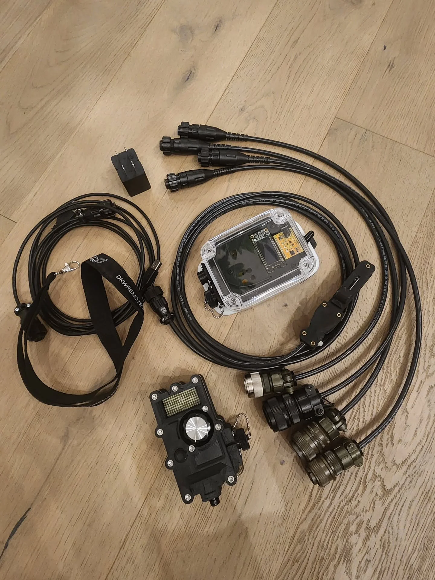 Plant setup with four adapters: Miller 14pin, Lincoln 6pin, Lincoln 12pin, Red-d-arc 3pin. Upgraded hand remote with thumb slider attachment. Heading to Crosby TX 🛫