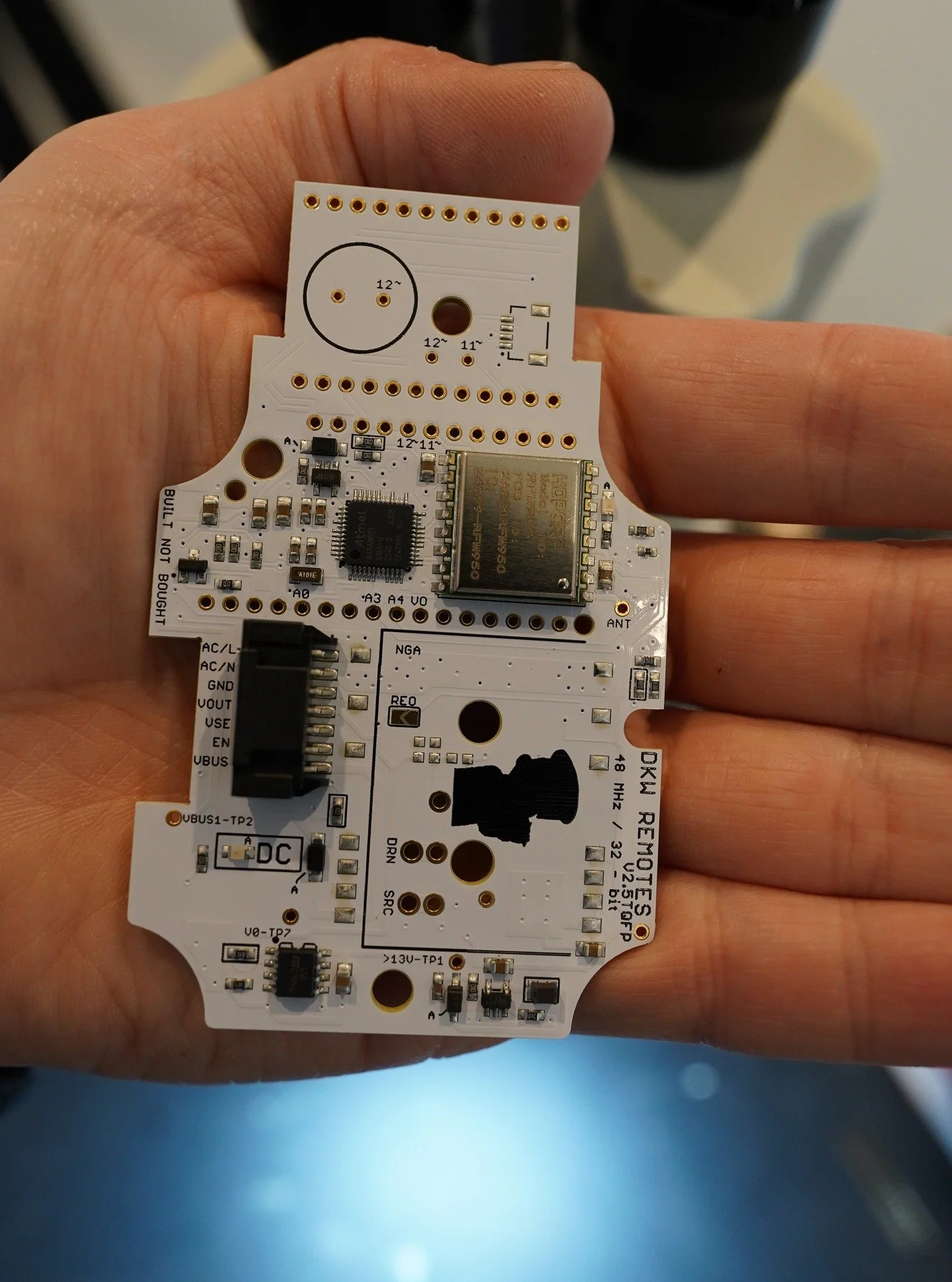 This is my receiver board V2.5TQFP. It is my fifteenth revision of the pc board which got put in the field mid 2019. 

Main change on this one is the qwiic connector responsible for connecting a JST SH cable to the OLED display on the G1 receiver is 