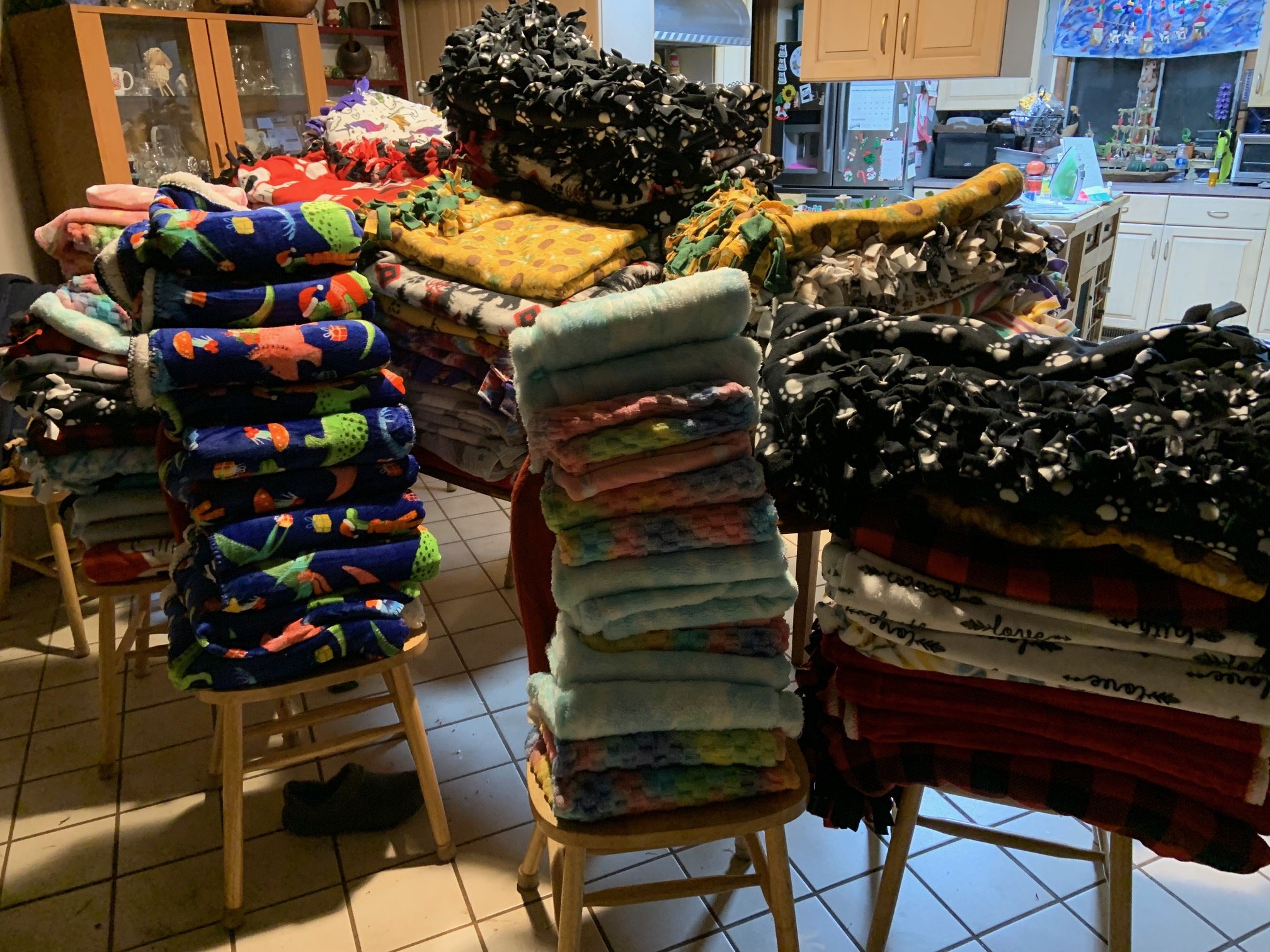  Blankets folded and getting ready to be boxed for delivery 