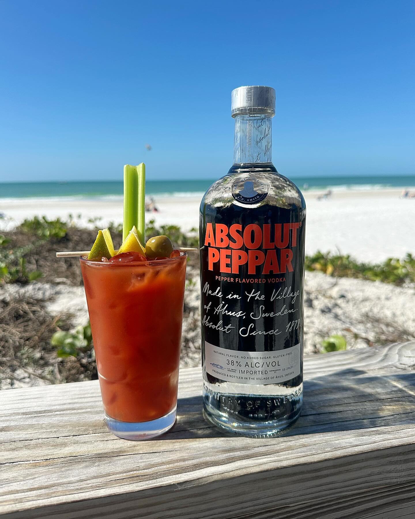 🍹🌿 Cheers to the weekend! Enjoy in our signature Bloody Mary crafted with @absolutus Peppar and @zingzangmix. Garnished to perfection with a celery stalk, lemon, lime, and olive. Let the weekend vibes flow! #SandbarAMI #AnnaMariaIsland #Cocktails #