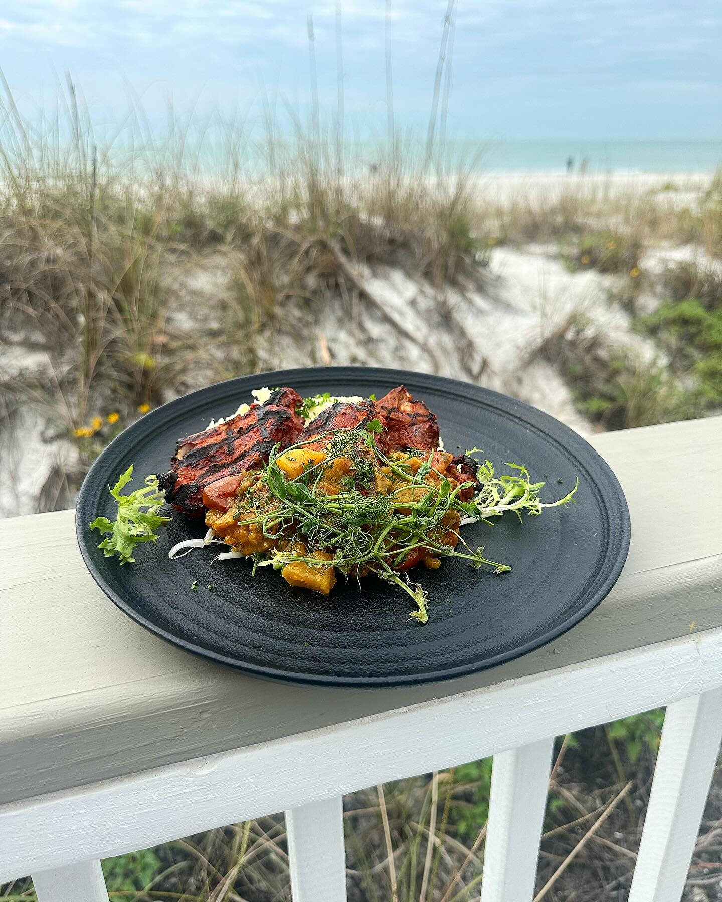 @chefheagan1989 &rsquo;s Saddle Chop Medallions 🍽️ Made with wild boar from @shogunfarmstampa, marinated in achiote and tantalizing spices. Paired perfectly with a flavorful tomato apple chutney, creamy goat cheese parsnips puree, and garnished with