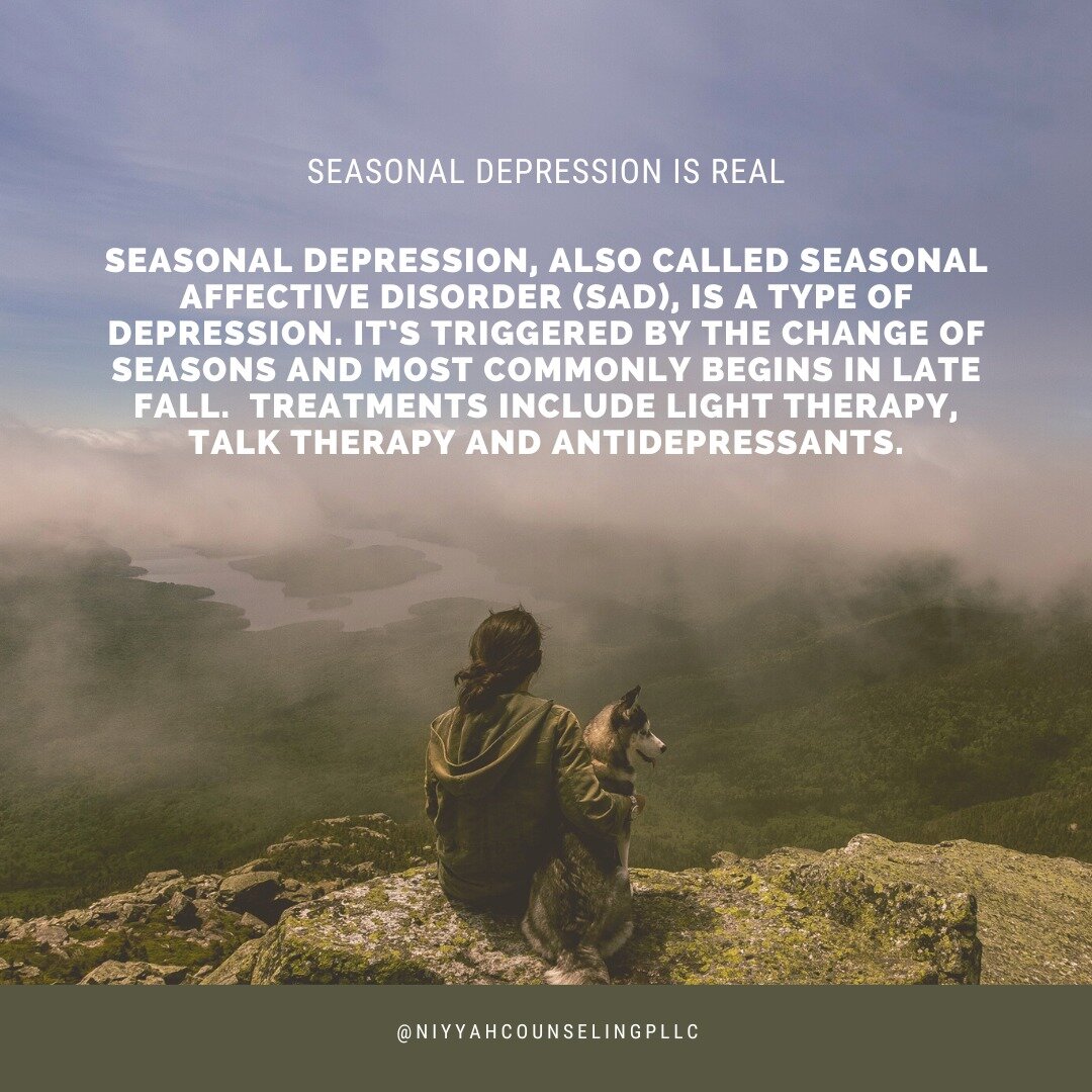 Seasonal Depression is real! With winter now fully upon us, we understand that this time of year can trigger SAD. If you or a loved one are impacted by seasonal affective disorder we are here to help! Reach out and contact us today! 

https://www.niy