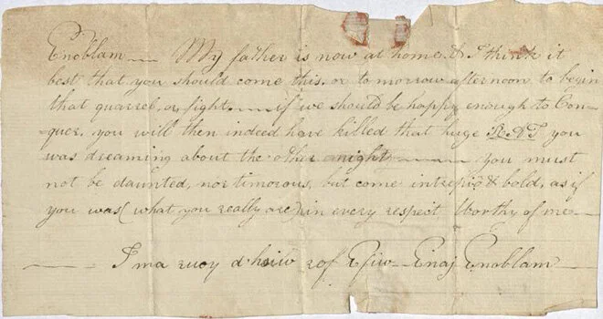 Schenck, Jane.&nbsp;[Letter from Jane Schenck to Ralph Malbone],&nbsp;undated. Letter. From the Brooklyn Museum Libraries and Archives,&nbsp;Correspondence between Jane Schenck Malbone and Ralph Malbone, 1810-1859.