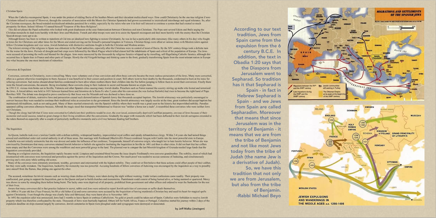 Additional information about Sephardim and map of Spanish &amp; European Diaspora of Jews.