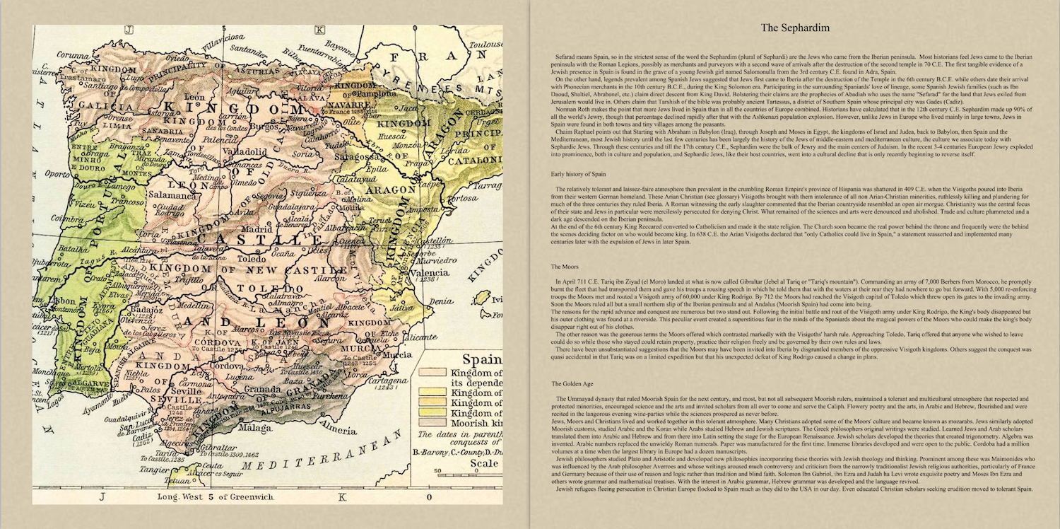 History of Sephardim. Map of Spain 1212 to 1492, when Jews were expelled.