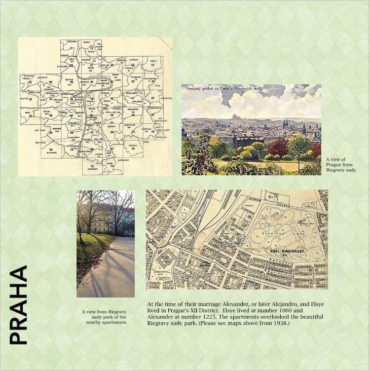 1938 maps of Prague. View of Riegrovy Sady Park and family apartments. 