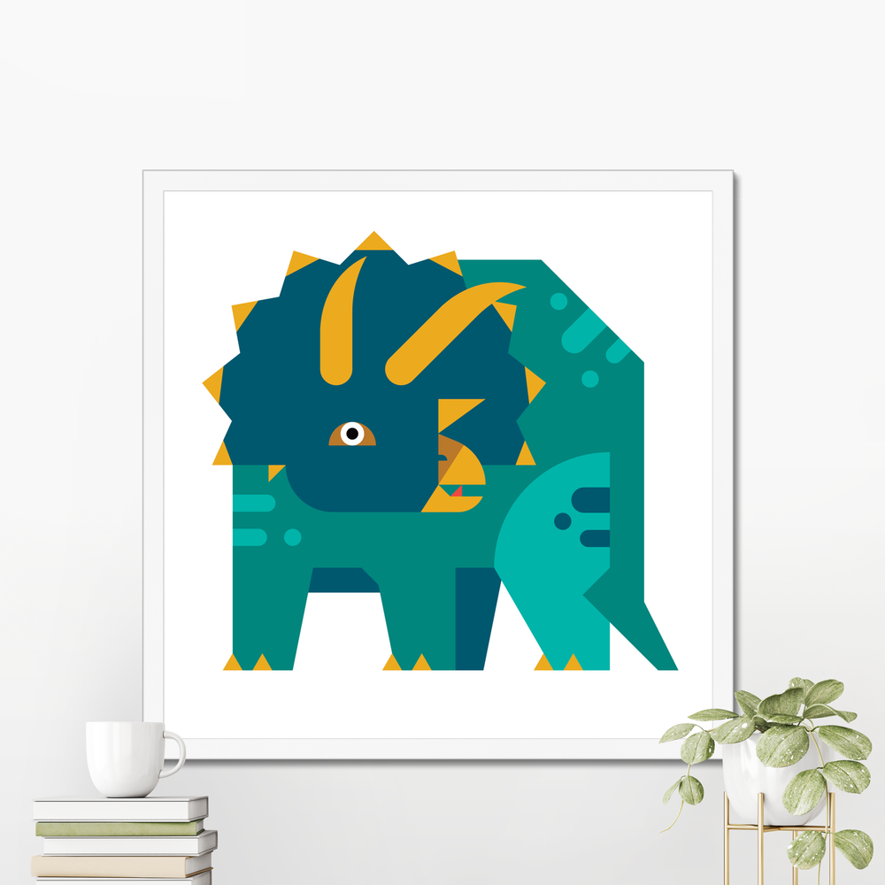 Triceratops Modern Art Print Poster by Christopher Dina